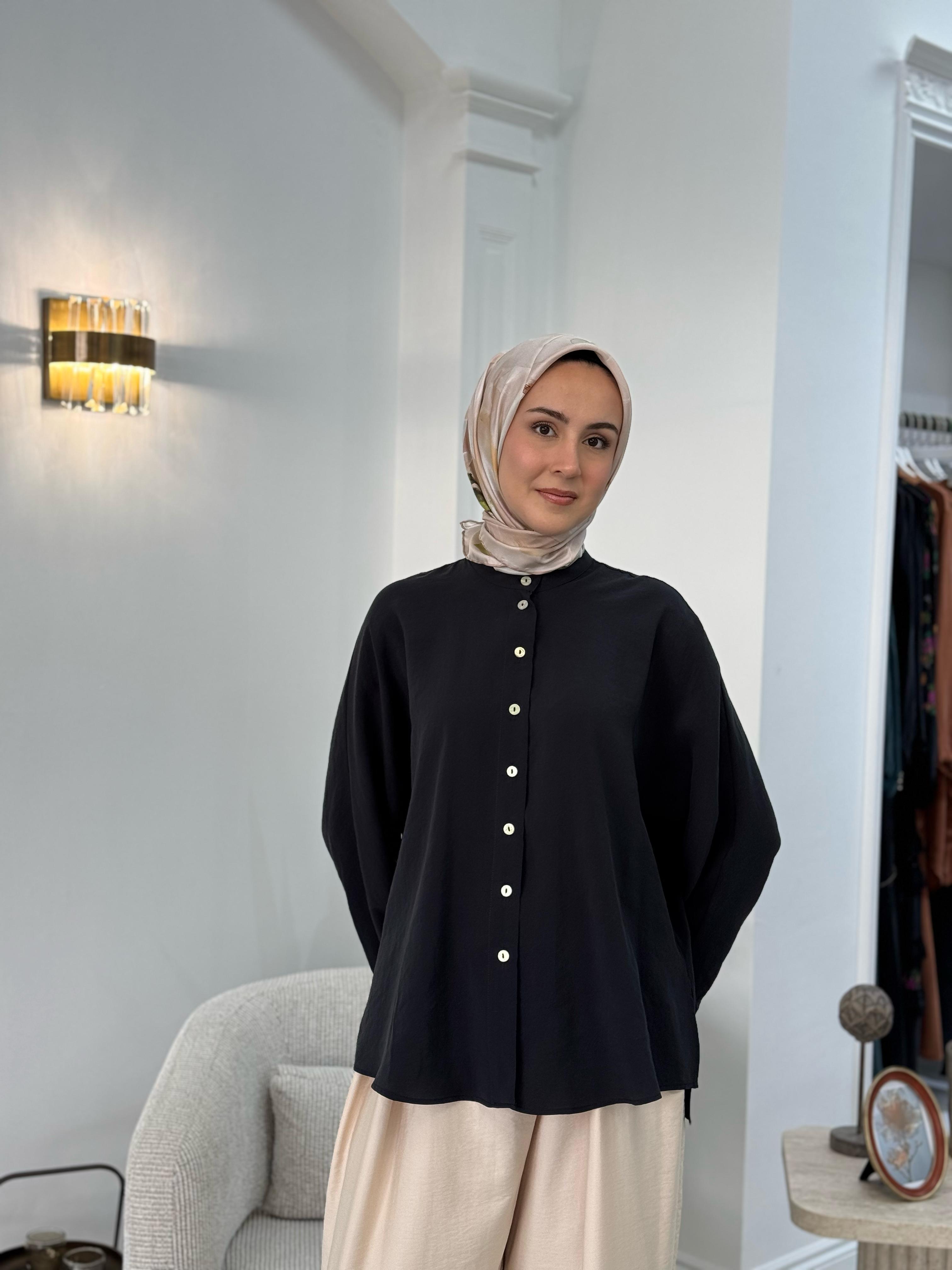 Almarwah Tensel Gömlek Siyah 101977