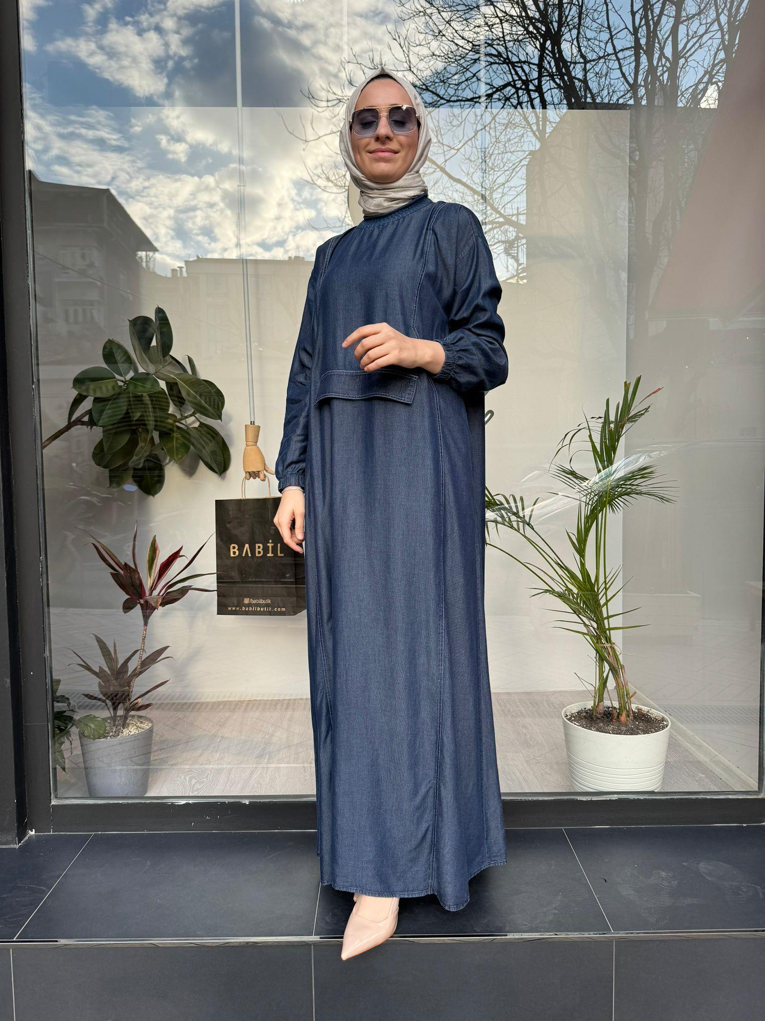 Almarwah Tensel Kot Elbise Koyu Mavi 303742
