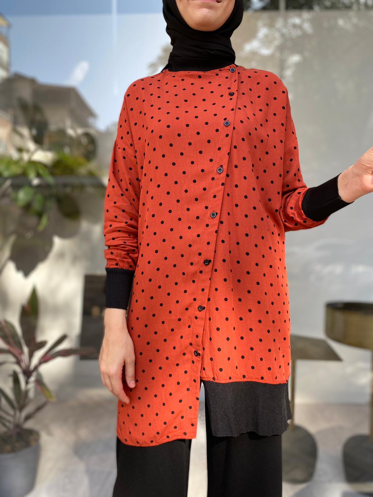 İnvee Asimetrik Gömlek Oranj 6122