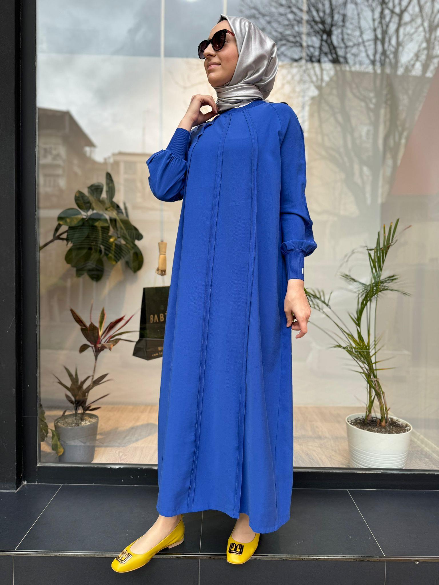 İnvee Bebe Biyeli Elbise Saks 6936