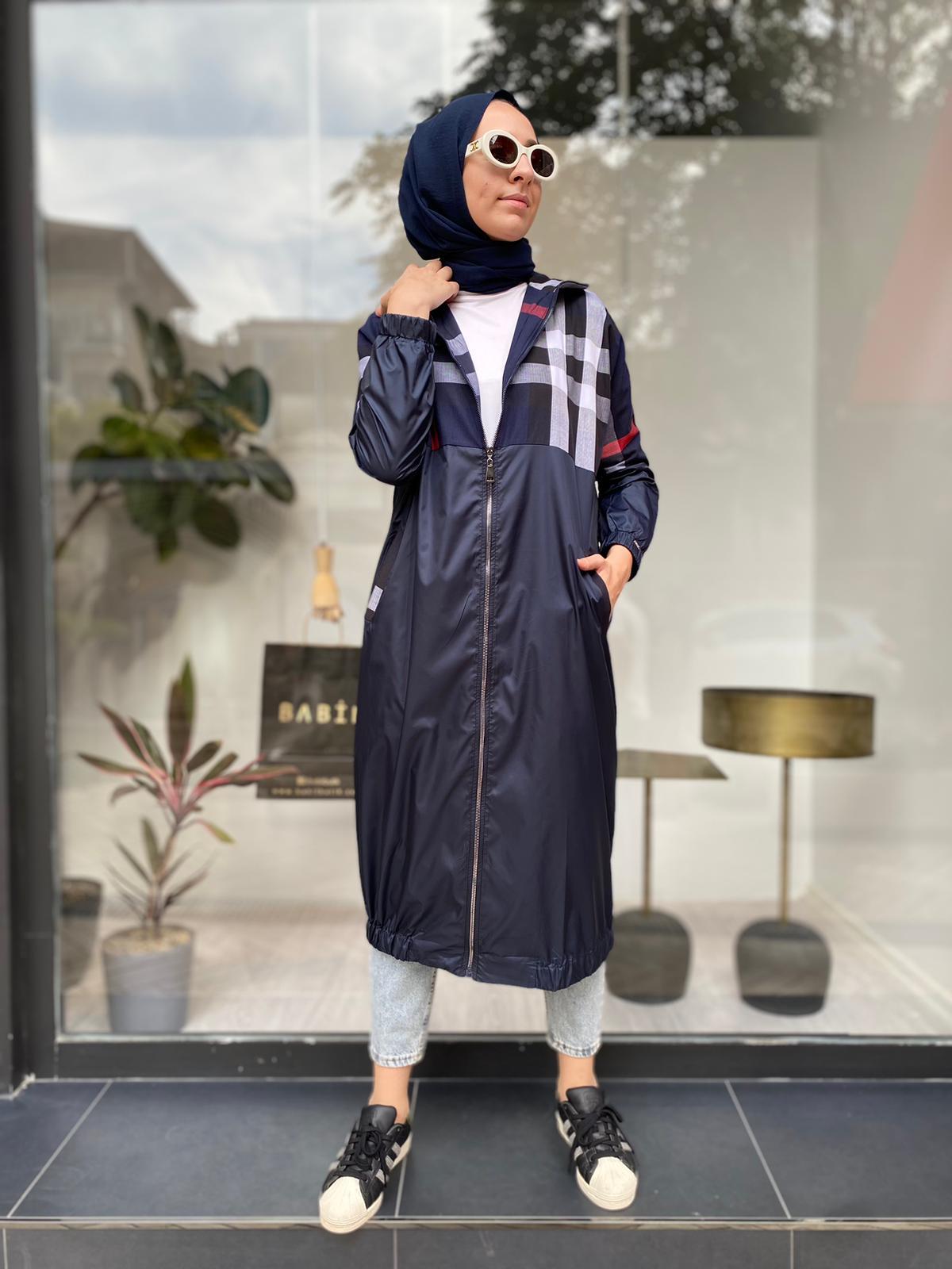 İnvee Burberry Desen Kap Lacivert 6319 - Babilbutik