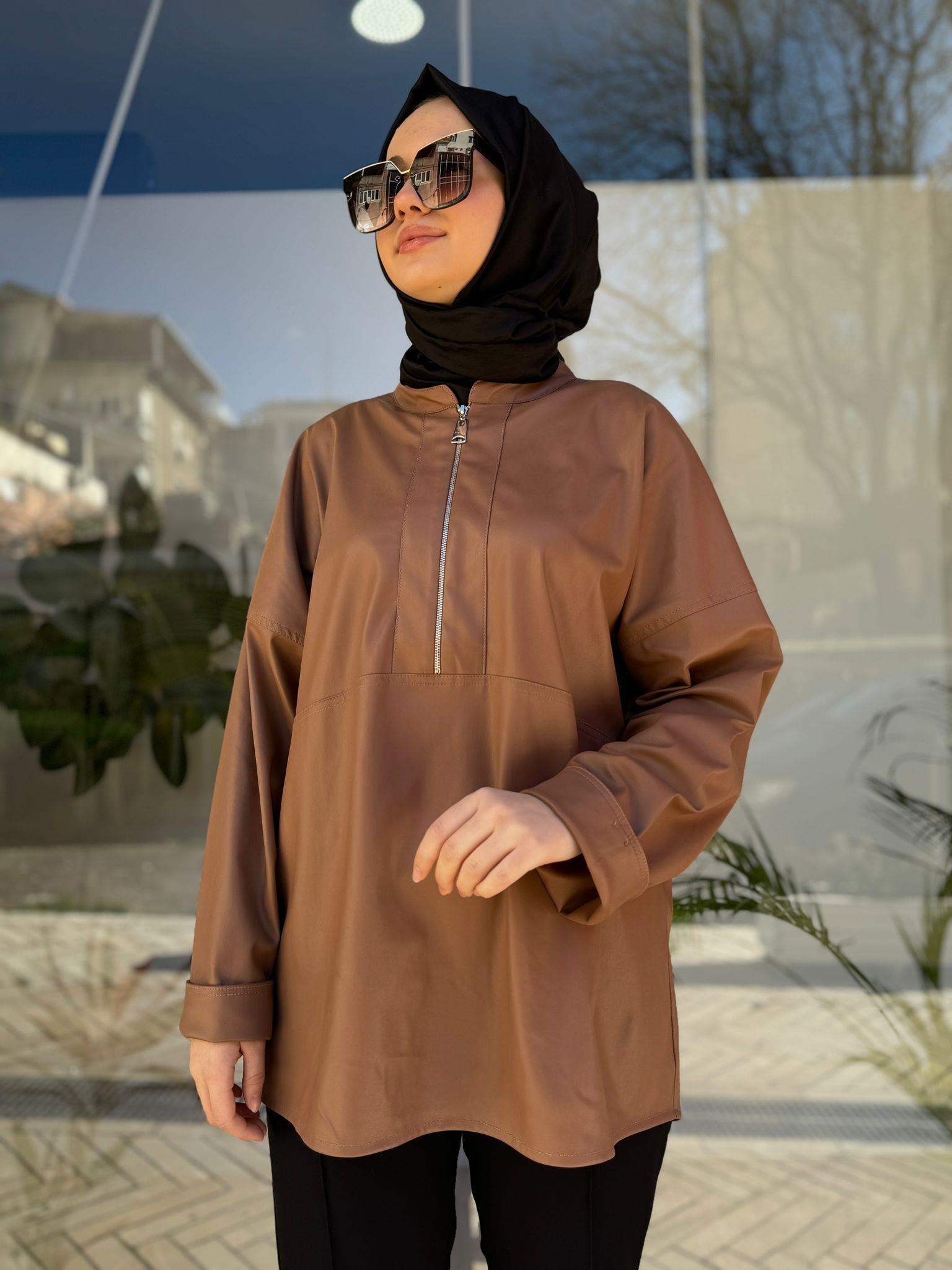 İnvee Deri Tunik Camel 6818