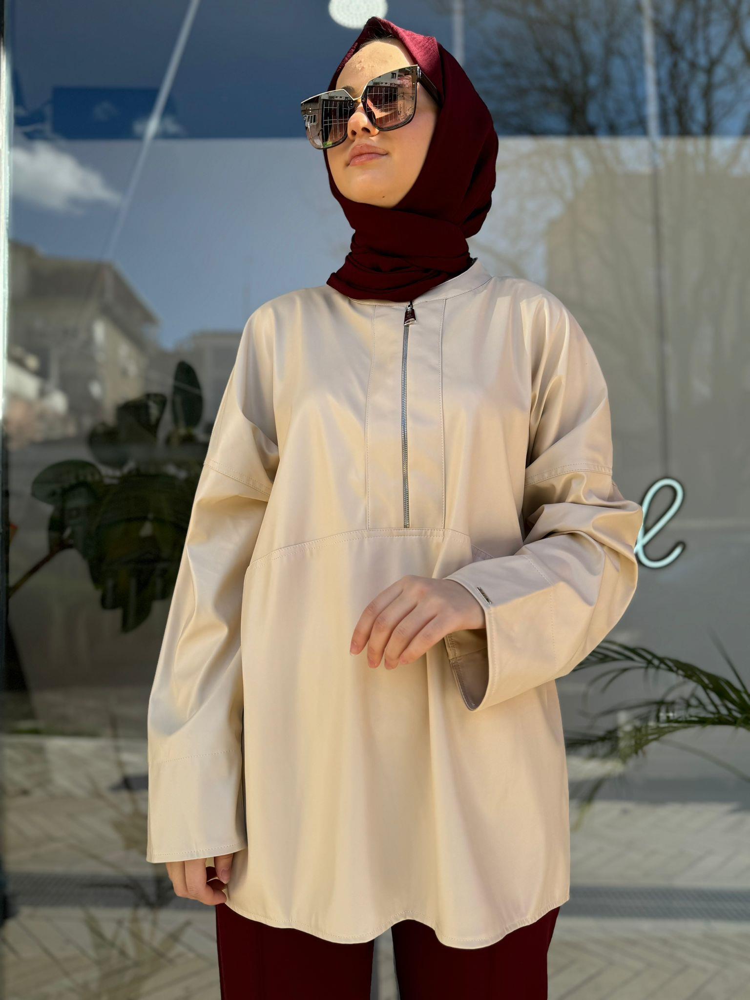 İnvee Deri Tunik Ekru 6818