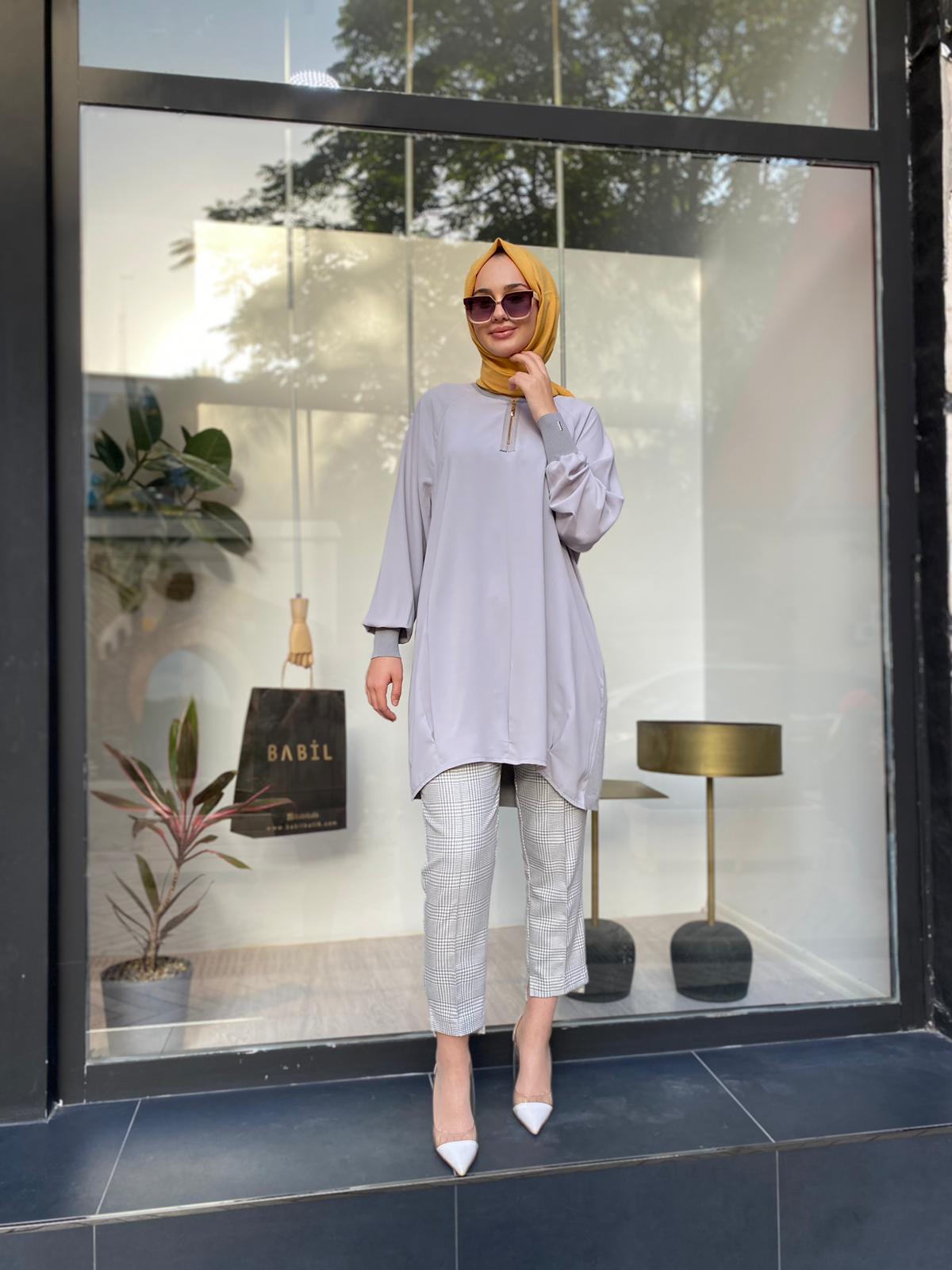 İnvee Ekose Pantolon Gri 6677