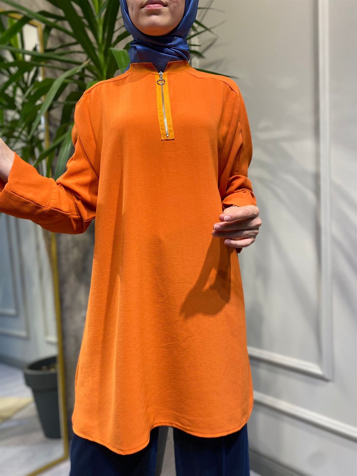 İnvee Fermuarlı Tunik Oranj 6809