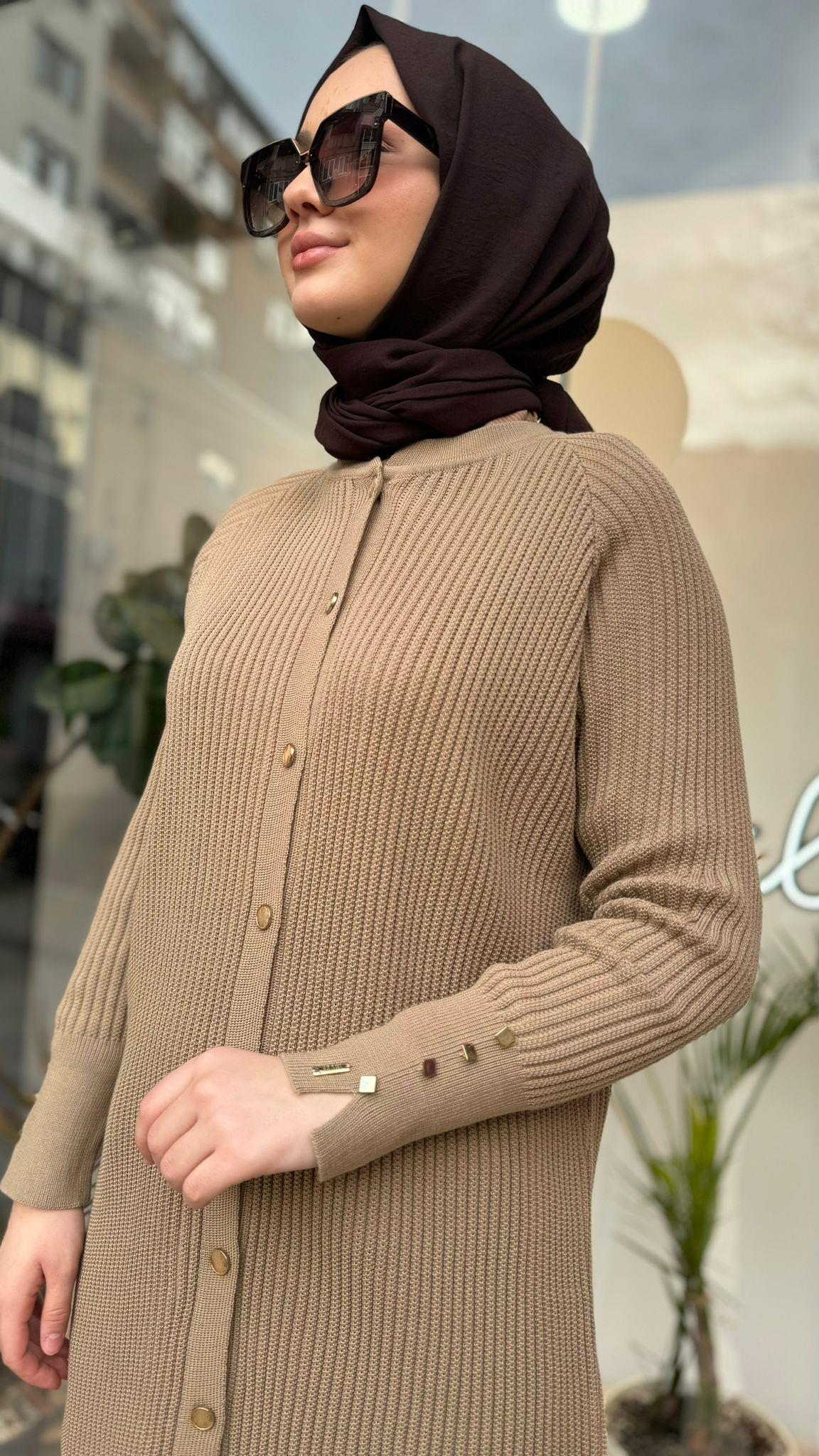 İnvee Fiyonk Detaylı Camel Hırka 6863