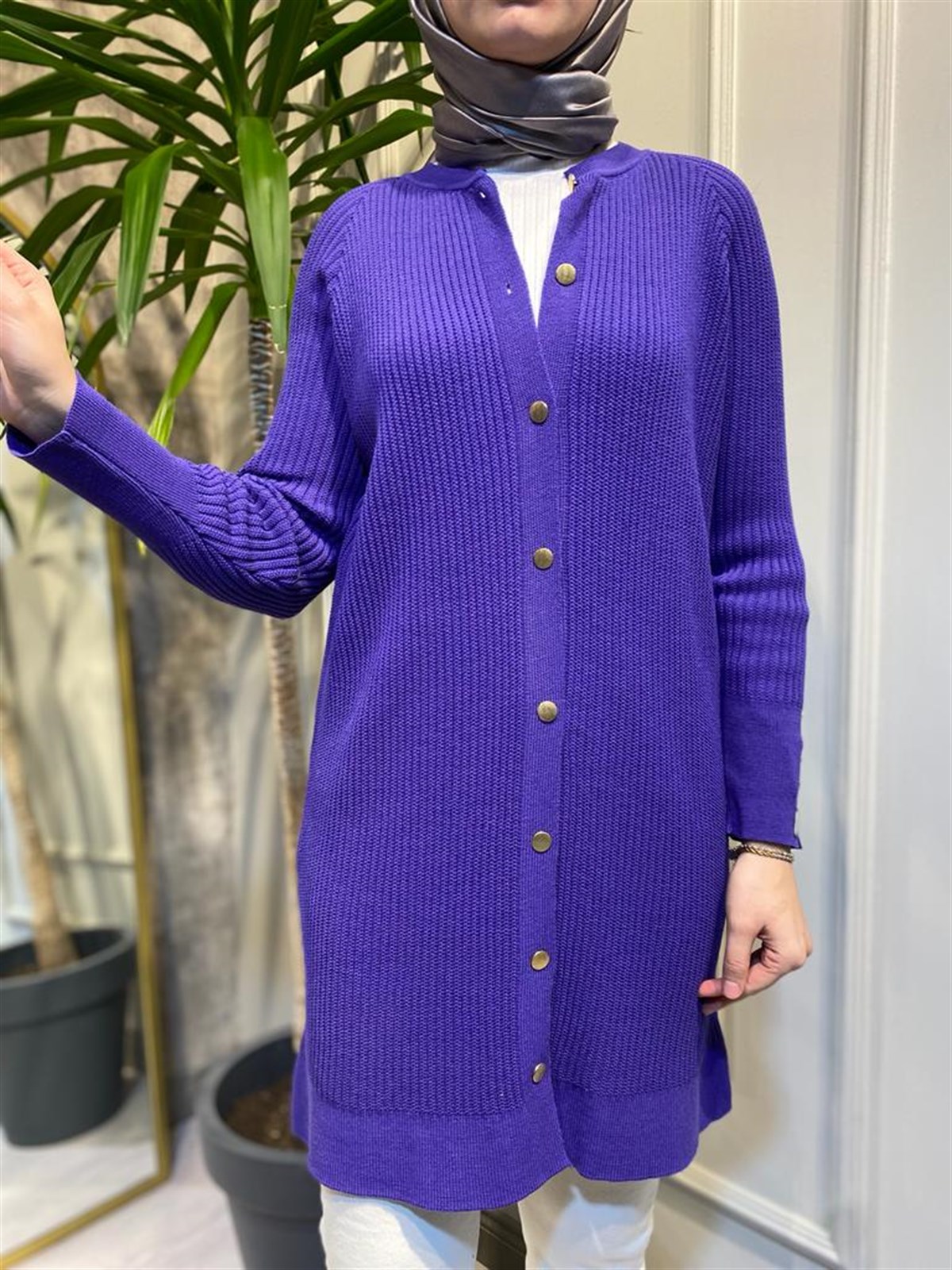 İnvee Fiyonk Detaylı Mor Hırka 6863