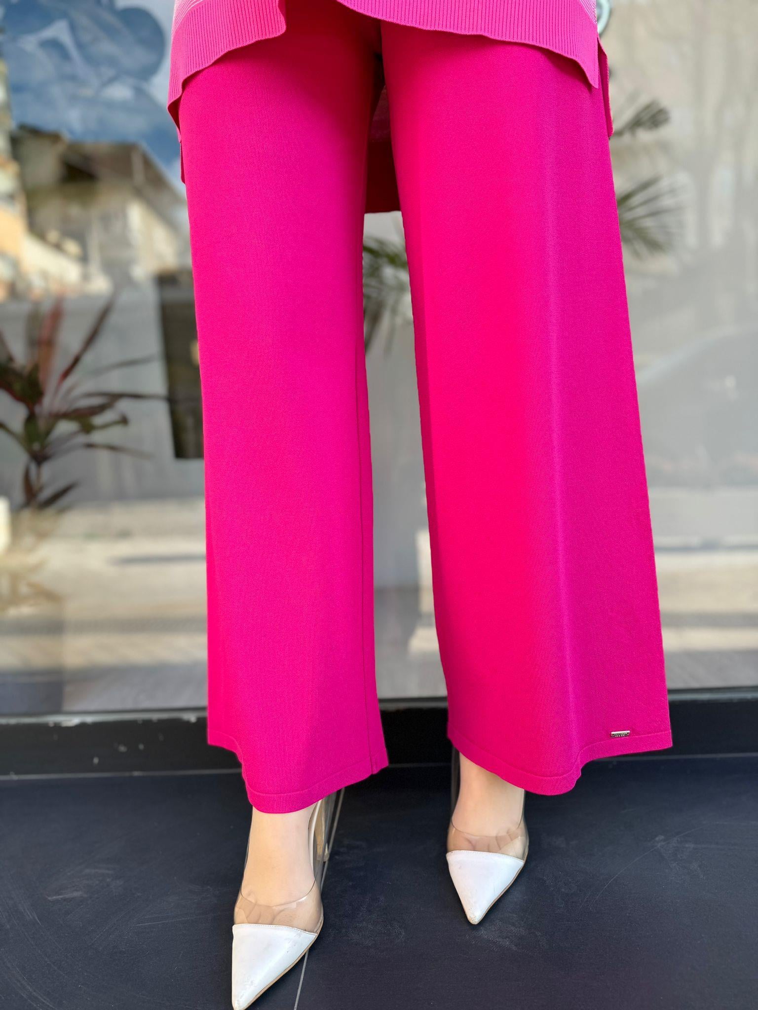 İnvee Fuşya Rengi Triko Pantolon 5749