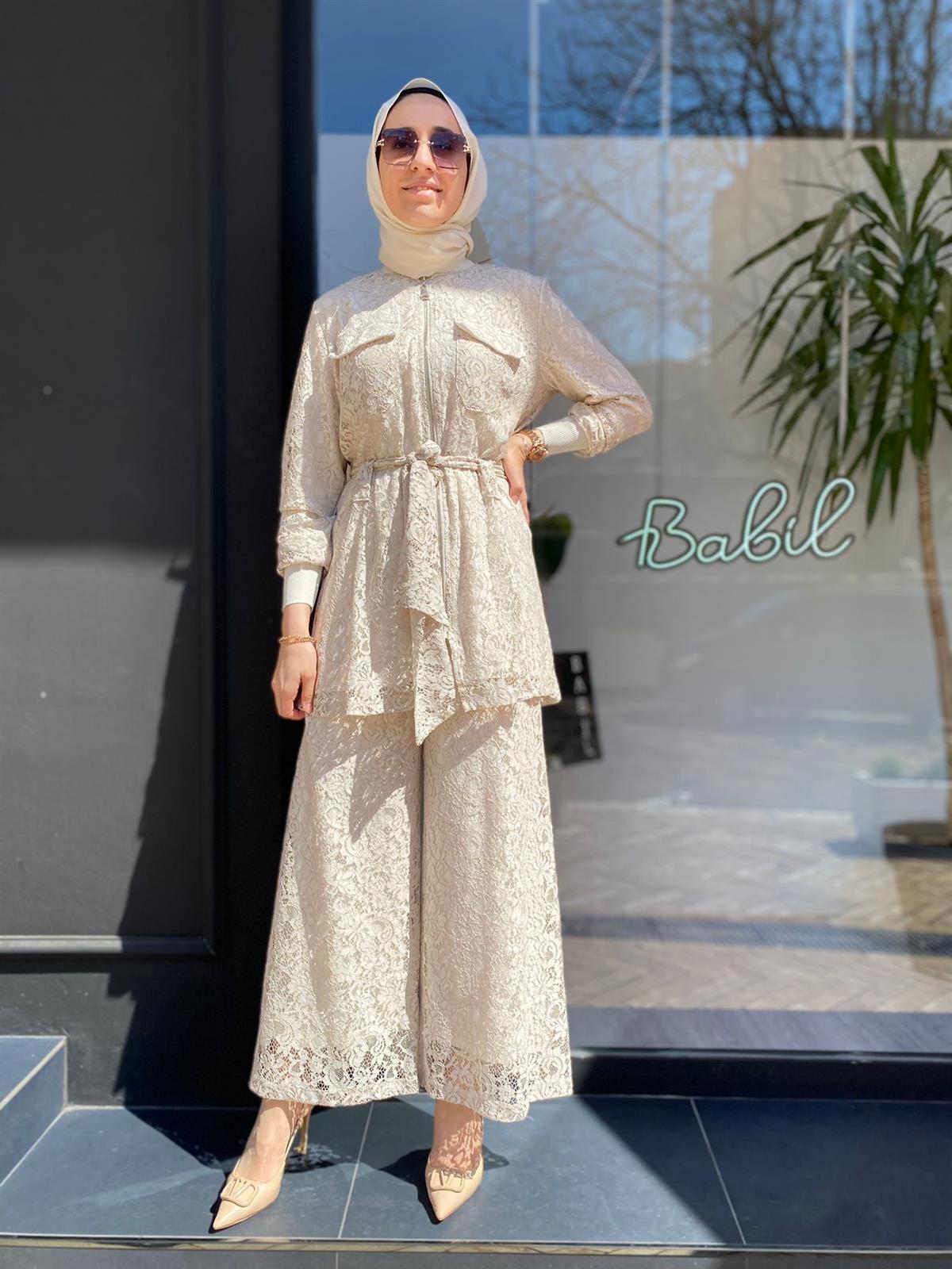İnvee Güpürlü Takım Bej 6352