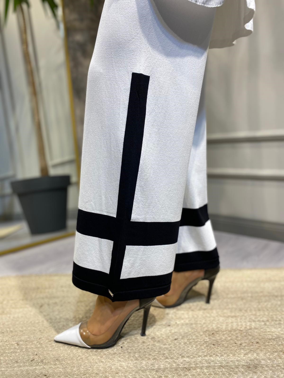 İnvee İki Renk Pantalon Siyah-Ekru 6803