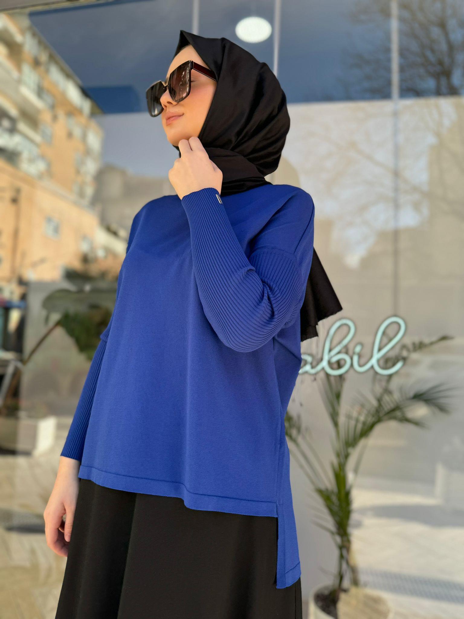 İnvee Kısa Evaze Tunik Saks 5879