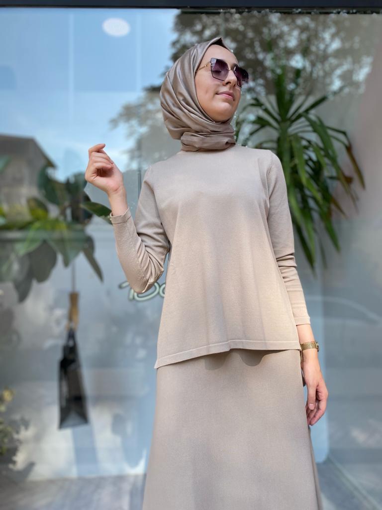 İnvee Kısa Triko Tunik Bej 6902