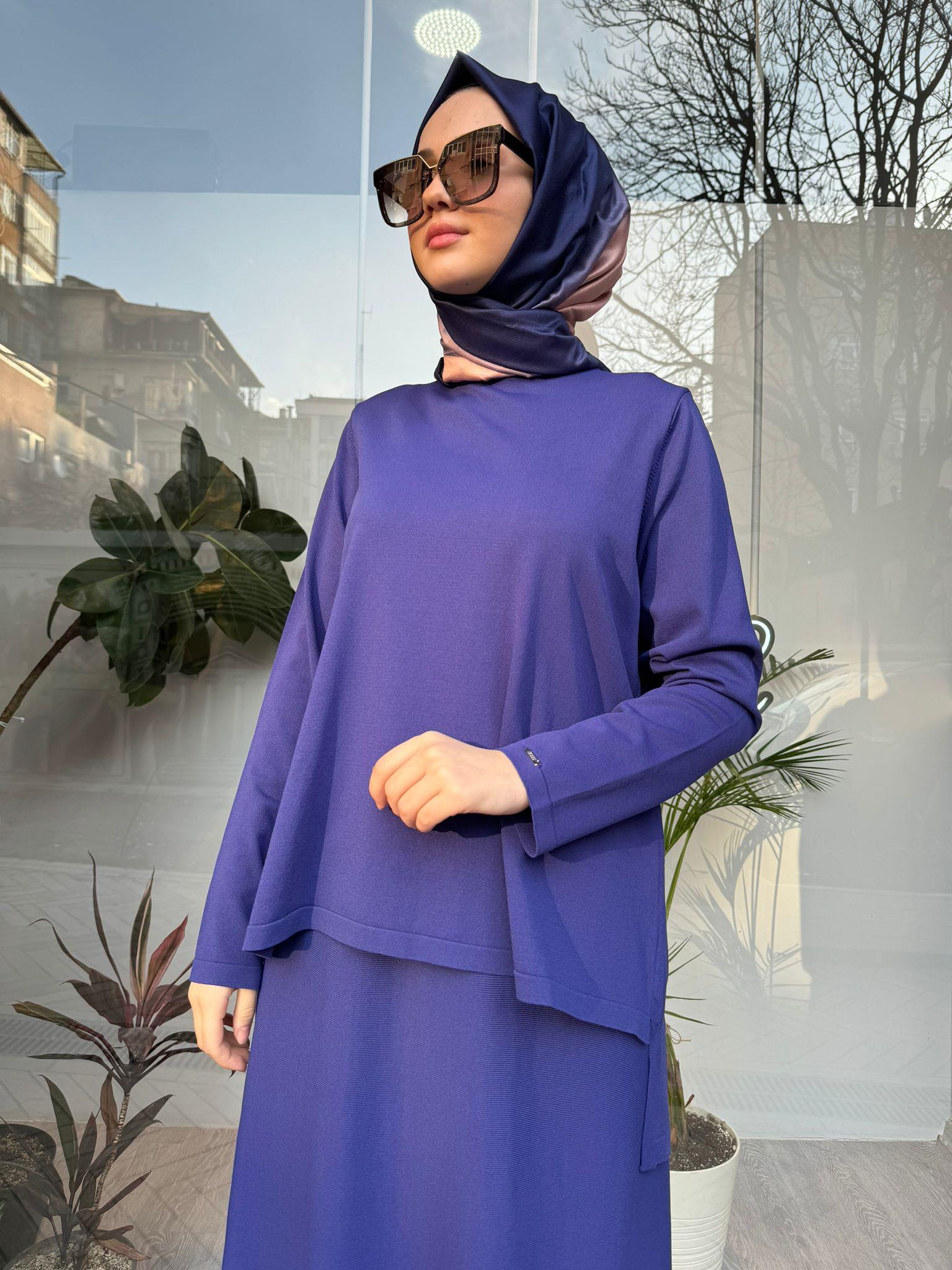 İnvee Kısa Triko Tunik Morcivert 6902
