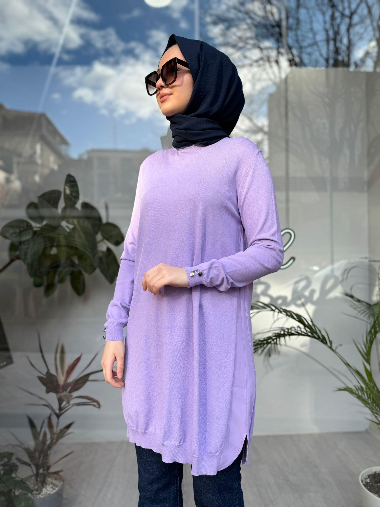 İnvee Lila Yanları Şifonlu Tunik 5860