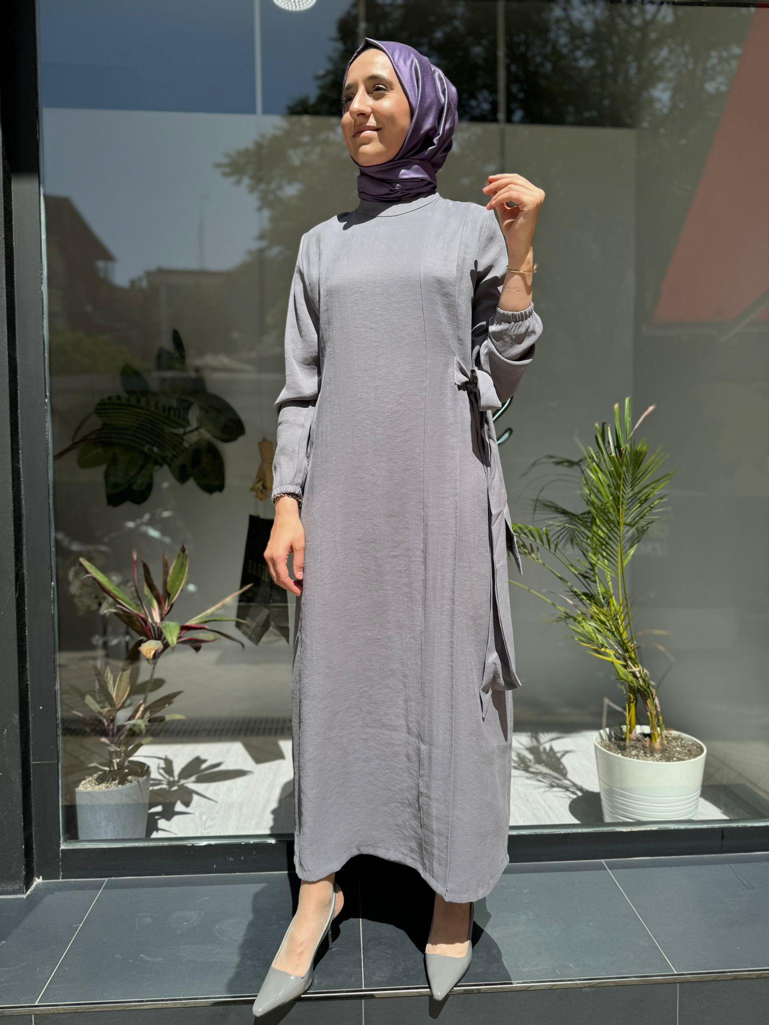 İnvee Modal Elbise Gri 6958