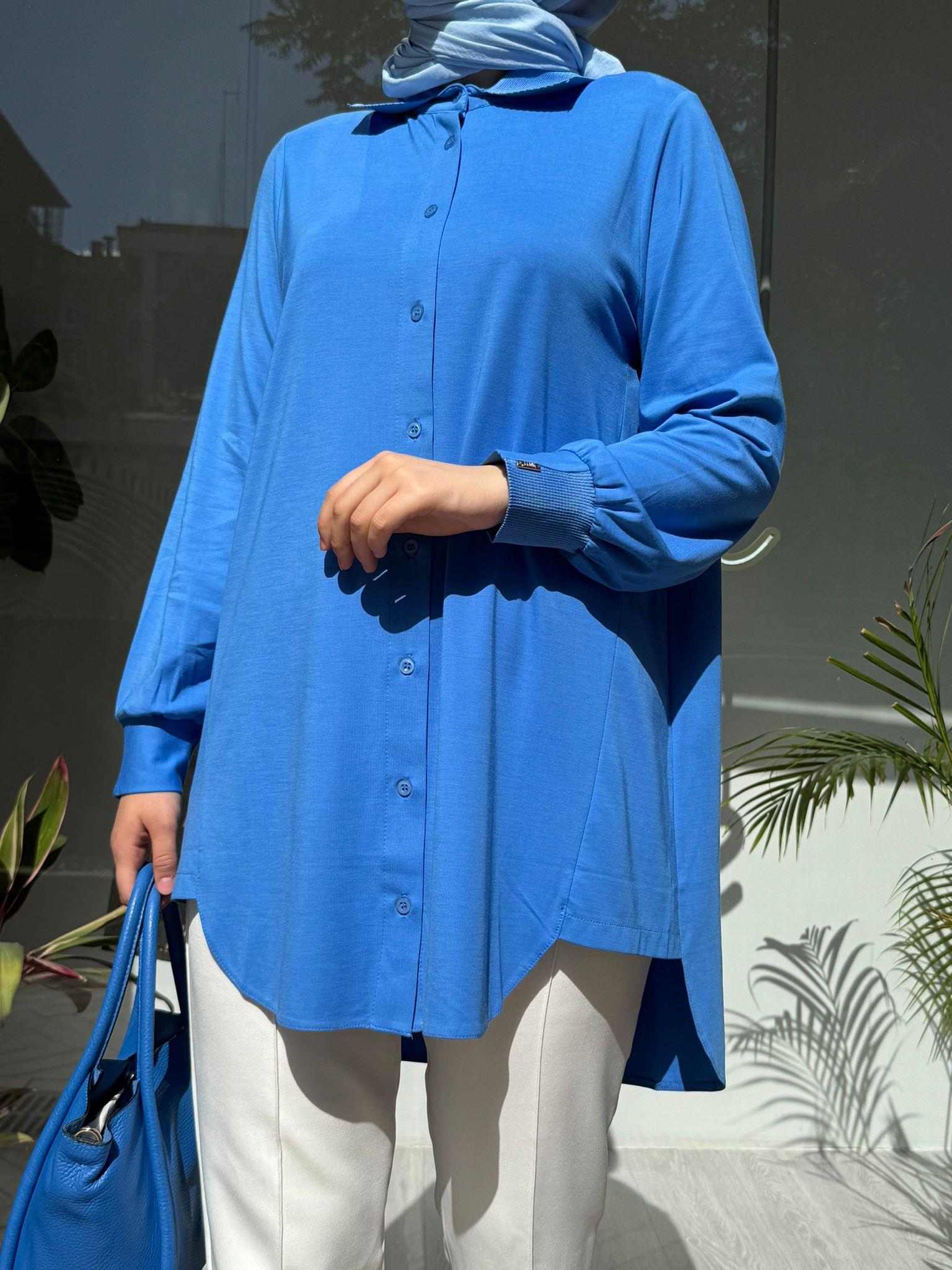 İnvee Modal Penye Gömlek Saks 6926