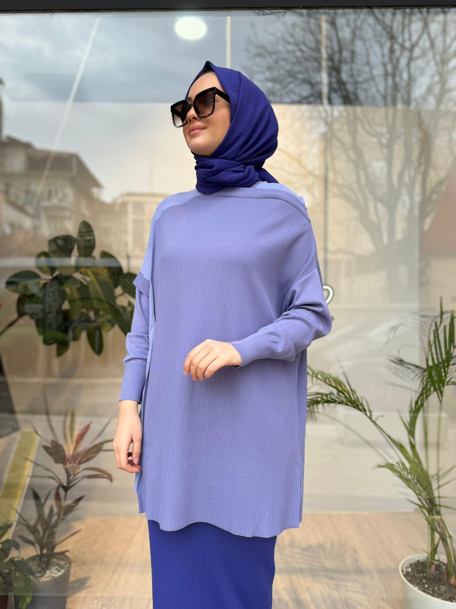 İnvee Omzu Şifon Tunik Koyu Lila 6250