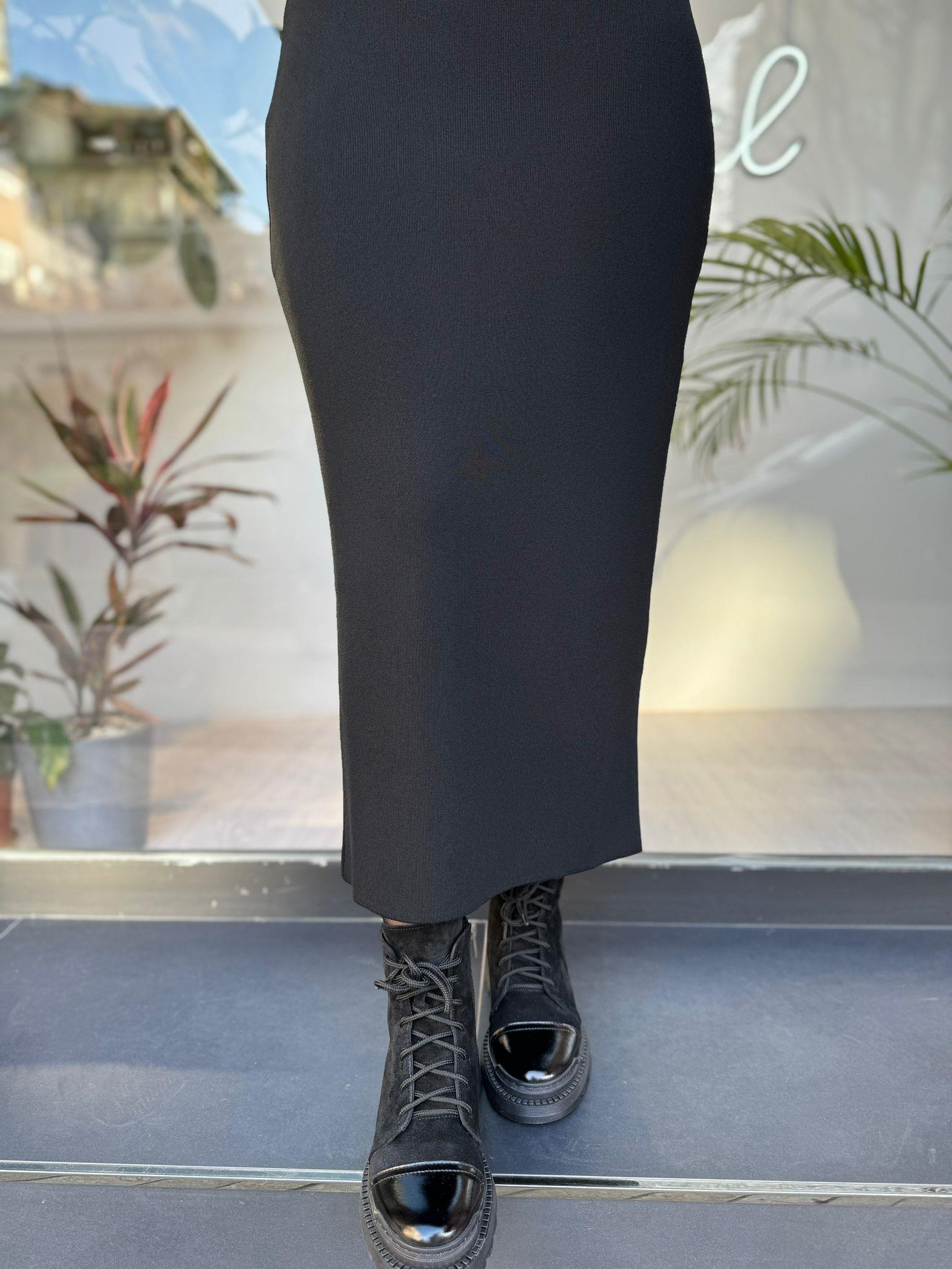 İnvee Siyah Triko Kalem Etek 5685