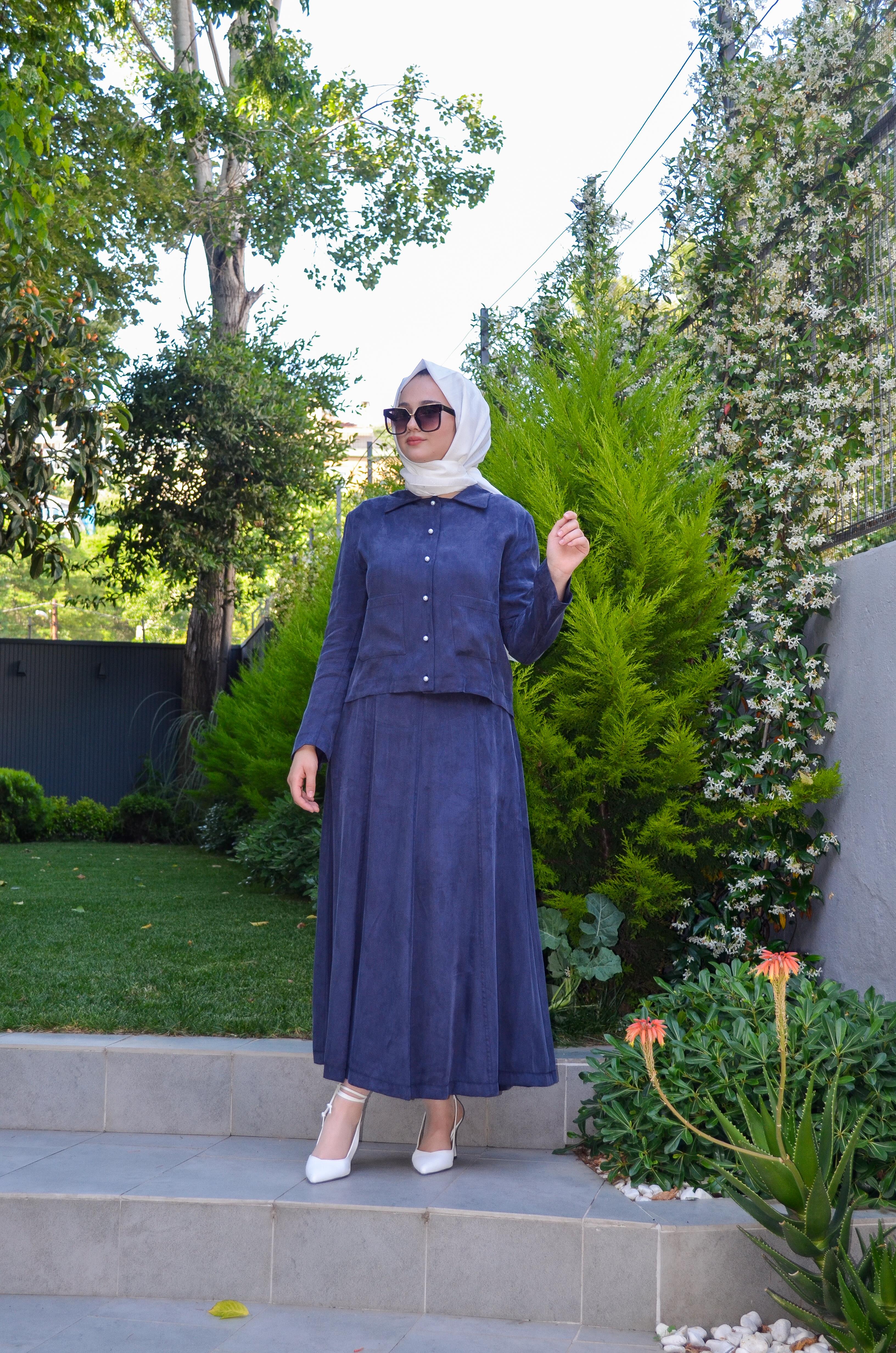 Juno İpek İncili Takım Lacivert  NQ24ss60087