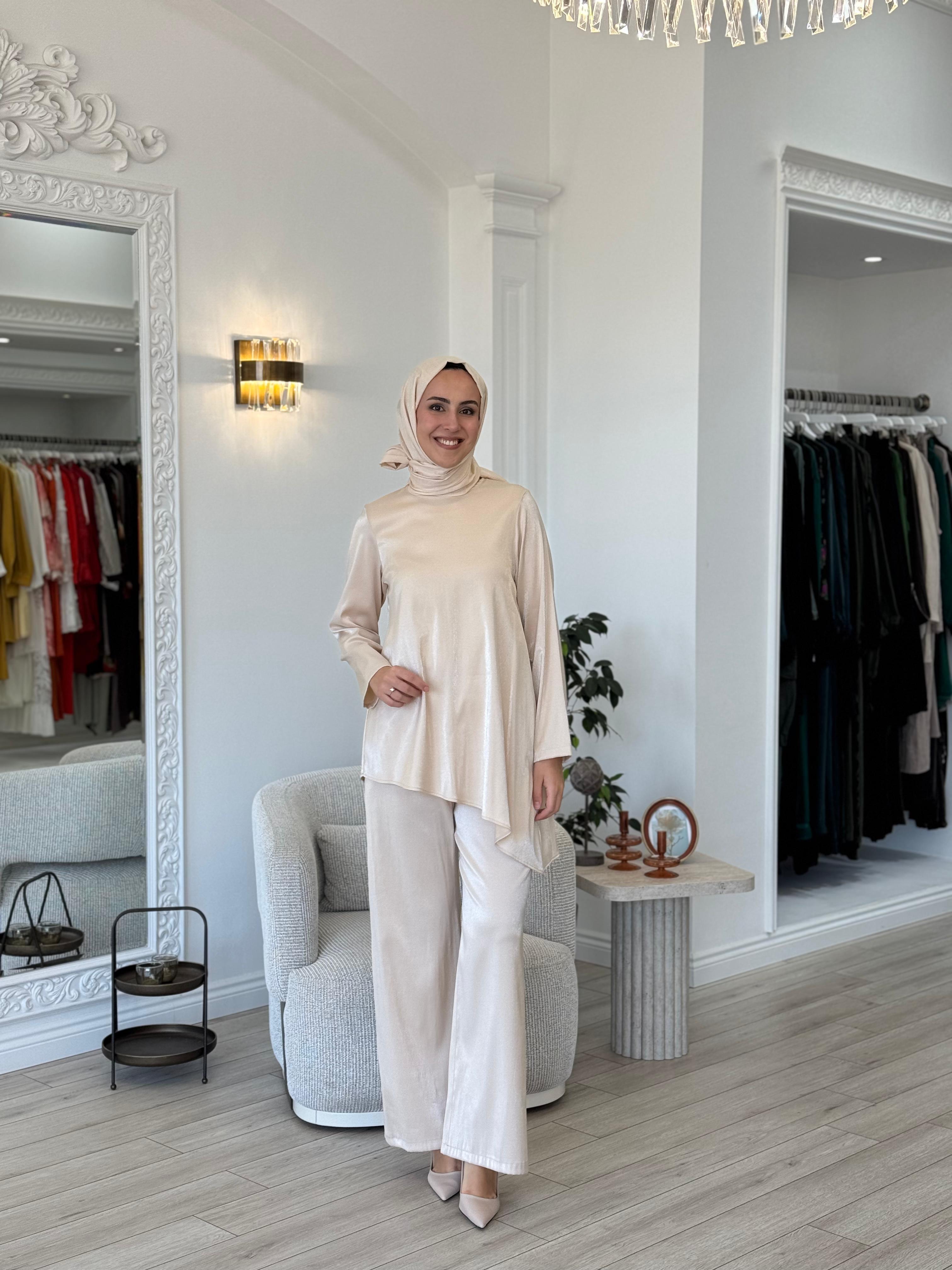 Kahma Asimetrik Kesim Takım Bej 24y12061