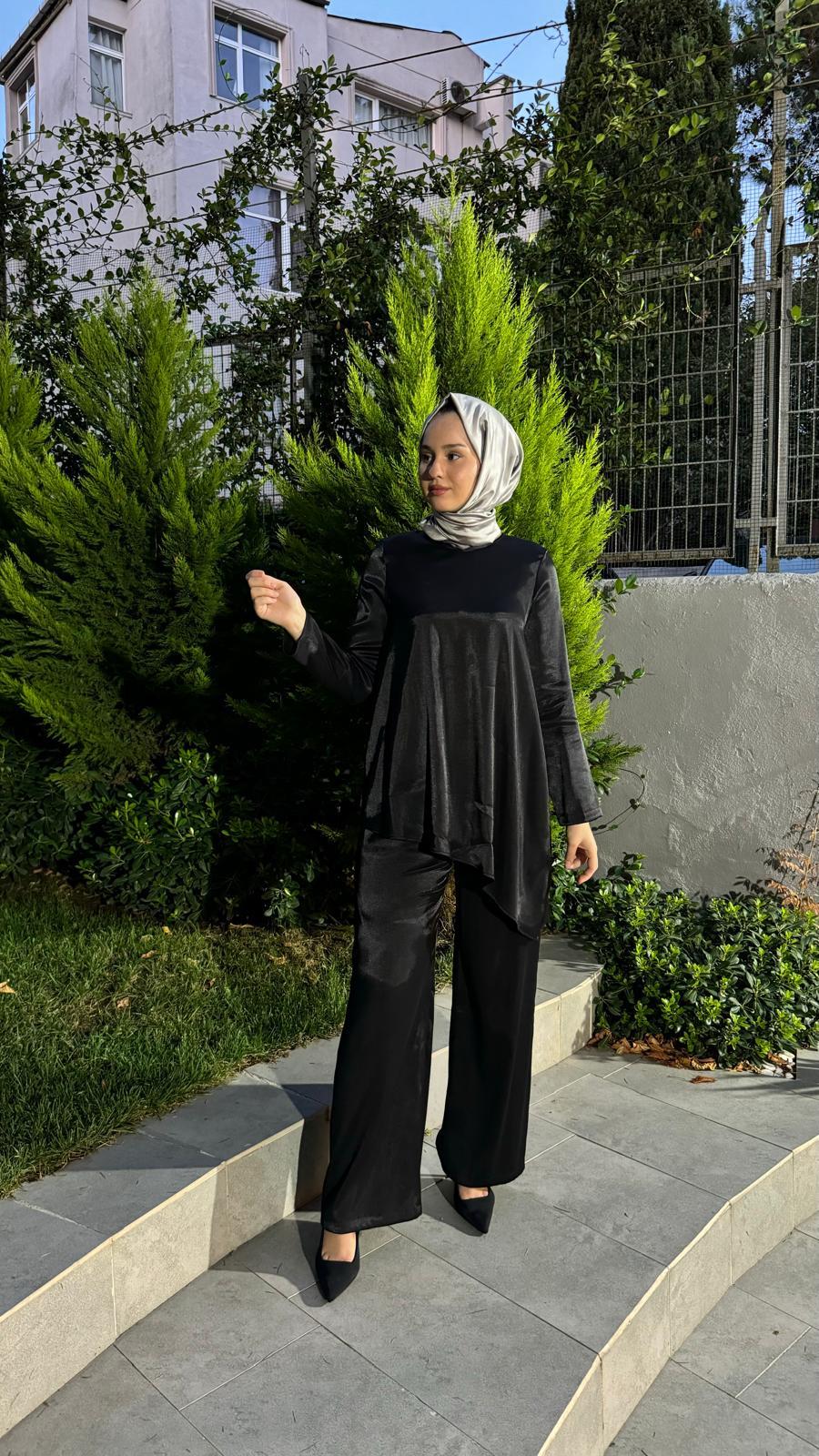 Kahma Asimetrik Kesim Takım Siyah 24y12061