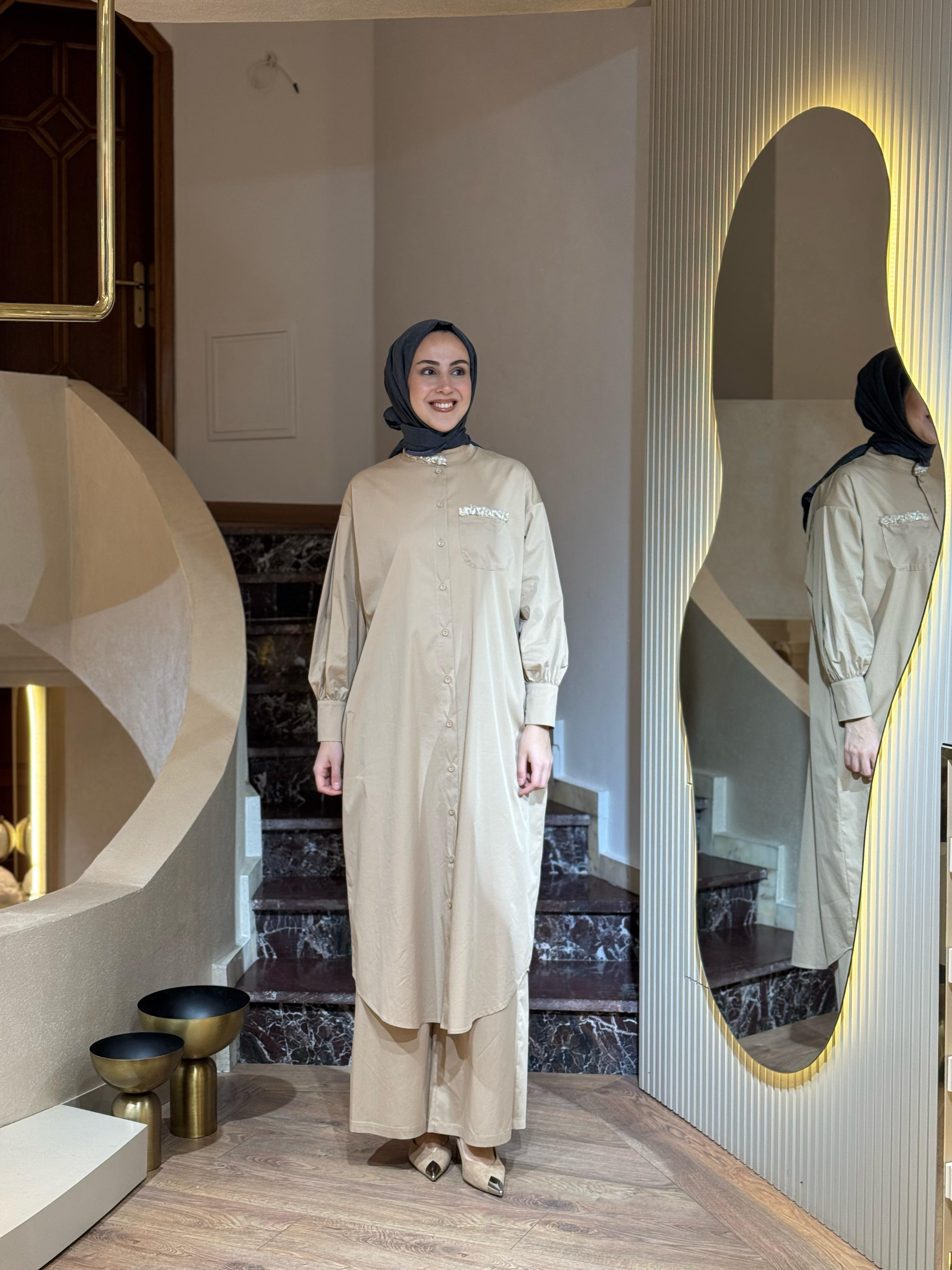 Kahma Beli Lastikli Pantolon Latte 25y11165