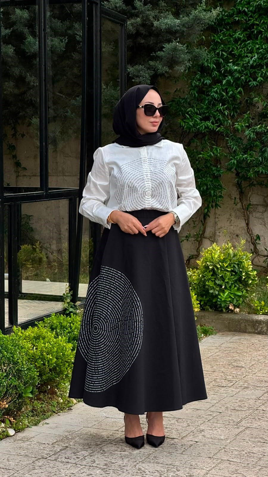 Kahma Çizgi Desenli Etek 26y29331