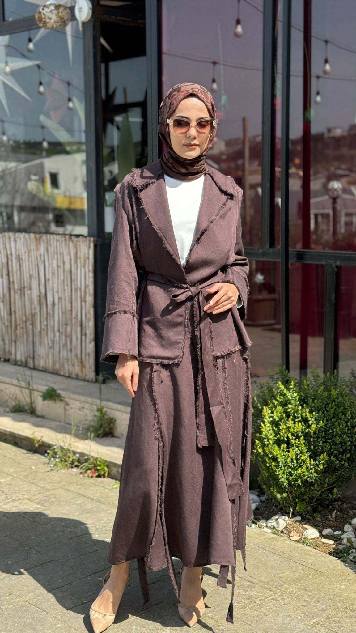 Kahma Katmanlı Etekli Ceket Takım