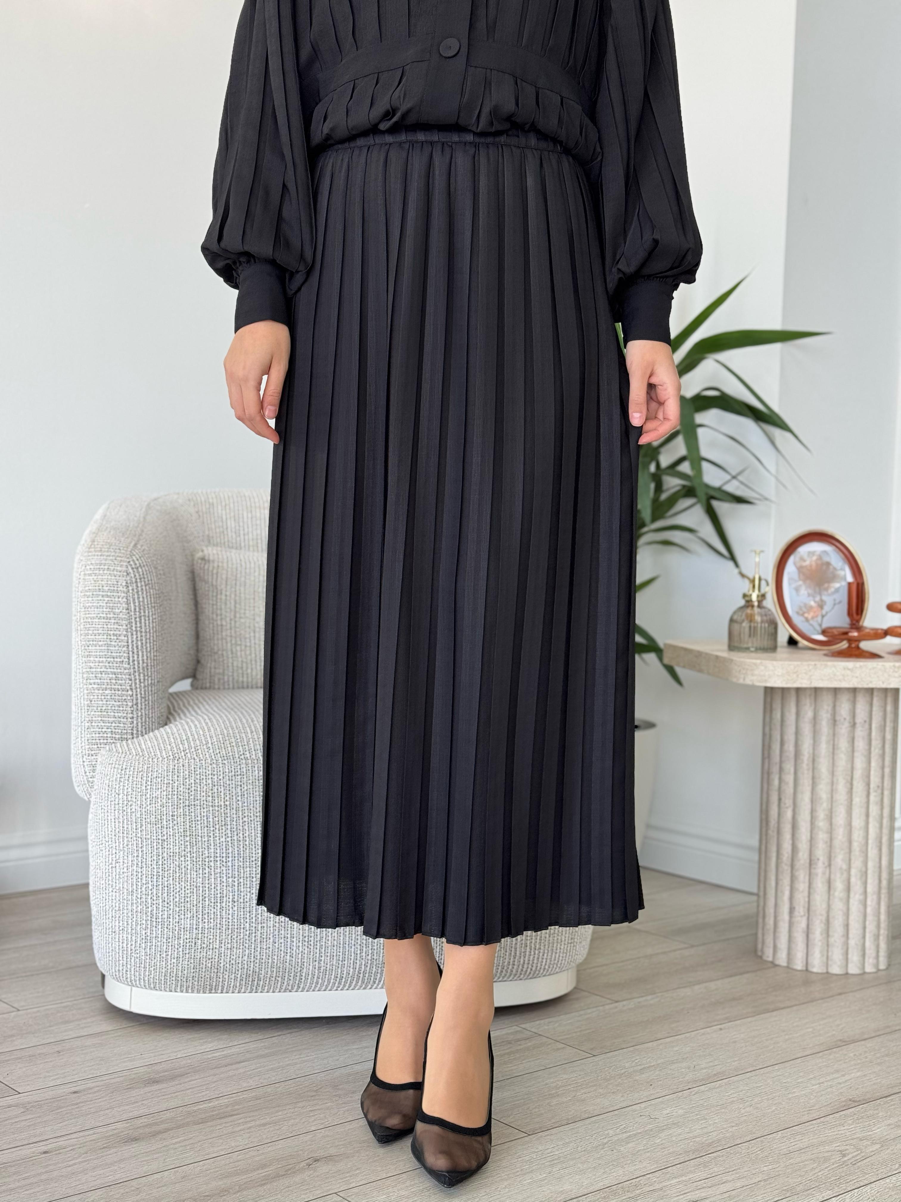 Kahma Piliseli Etek Siyah 25y29151