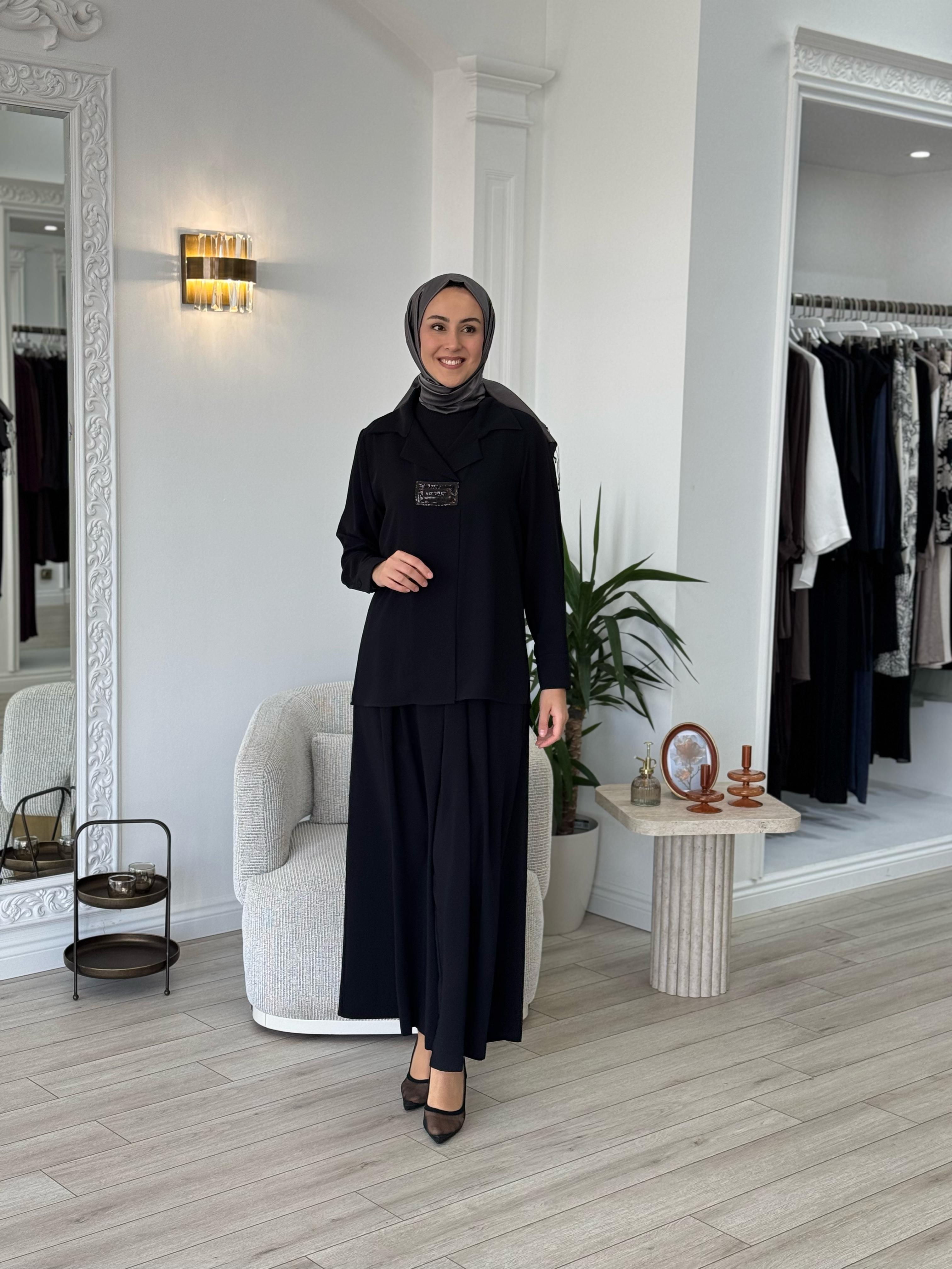 Kahma Pul Detaylı Takım Siyah 25y17152