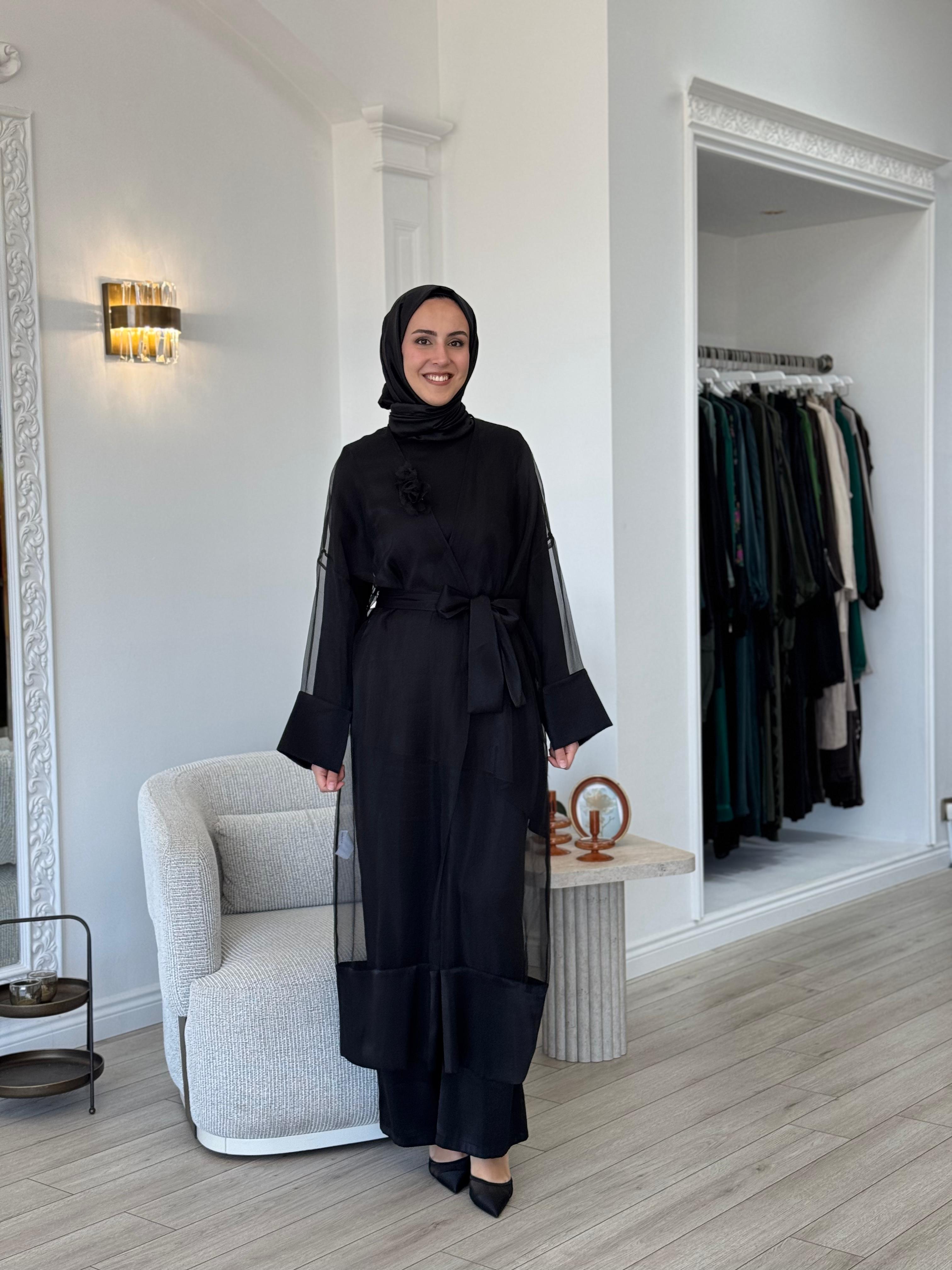 Kahma Tül Kimono Siyah 24y14056