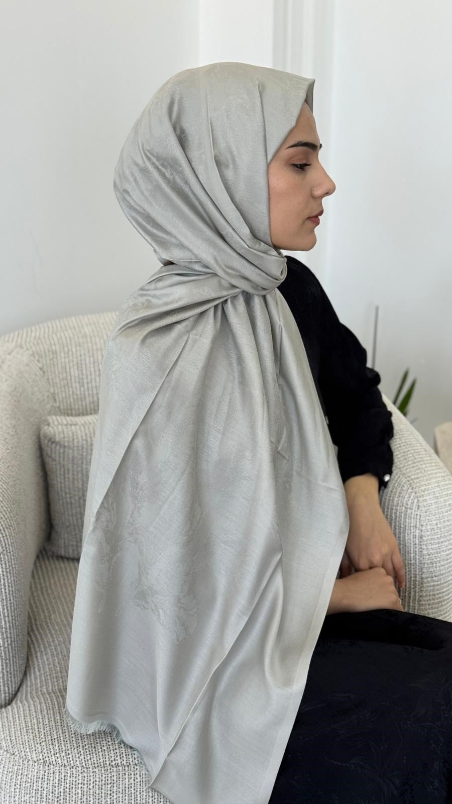 Maisa Jade Modal İpek Jakarlı Şal Su Yeşil 2953
