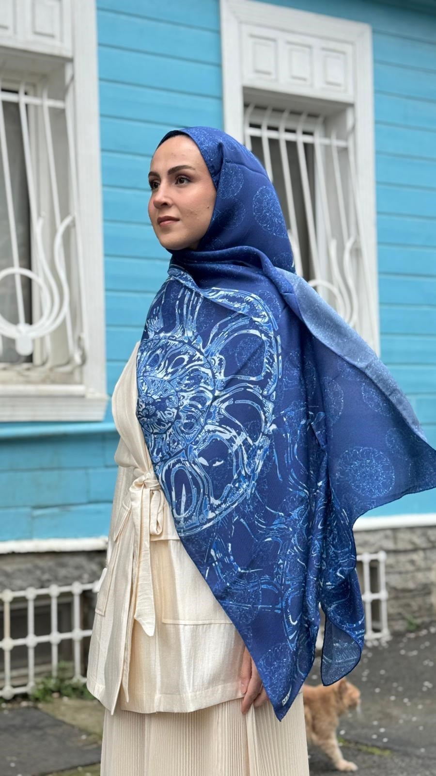 Maisa Pamuk İpek Şal Mavi 2955
