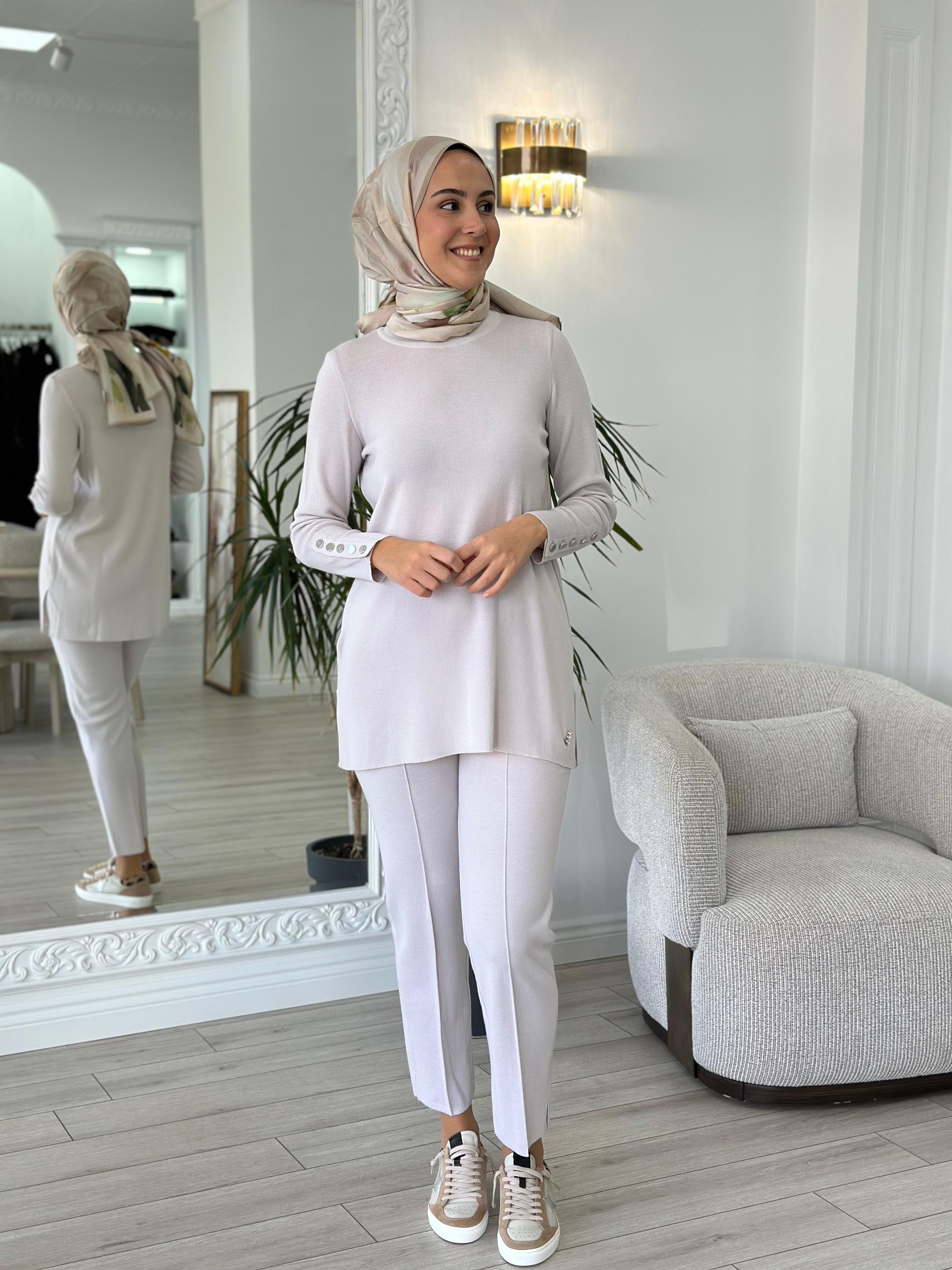 Miss Dalida Ekru Triko Pantolon Rame Bone T24K-7000
