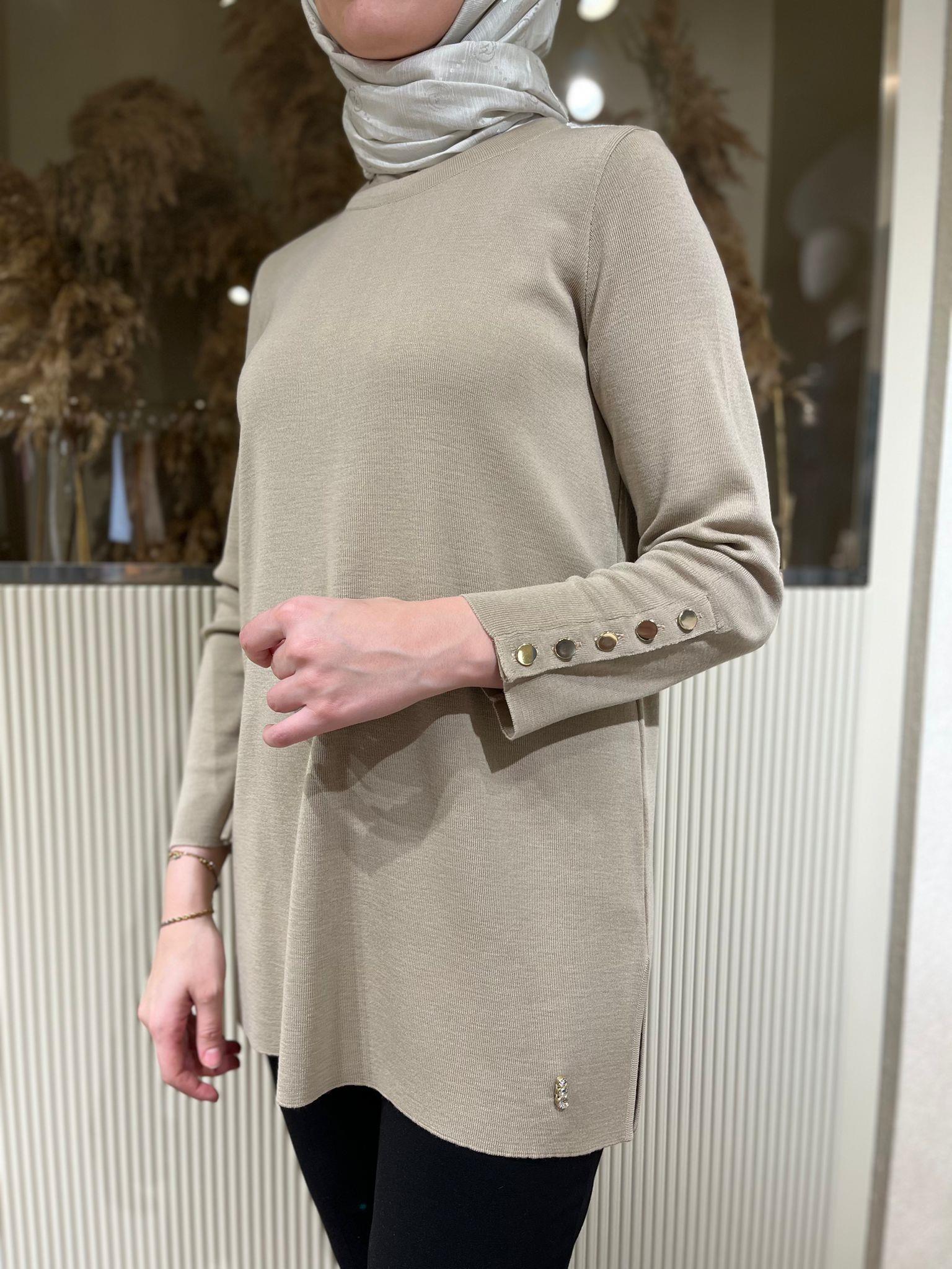 Miss Dalida Uzun Kollu Basic Tunik Coro Caramel t24k-6001