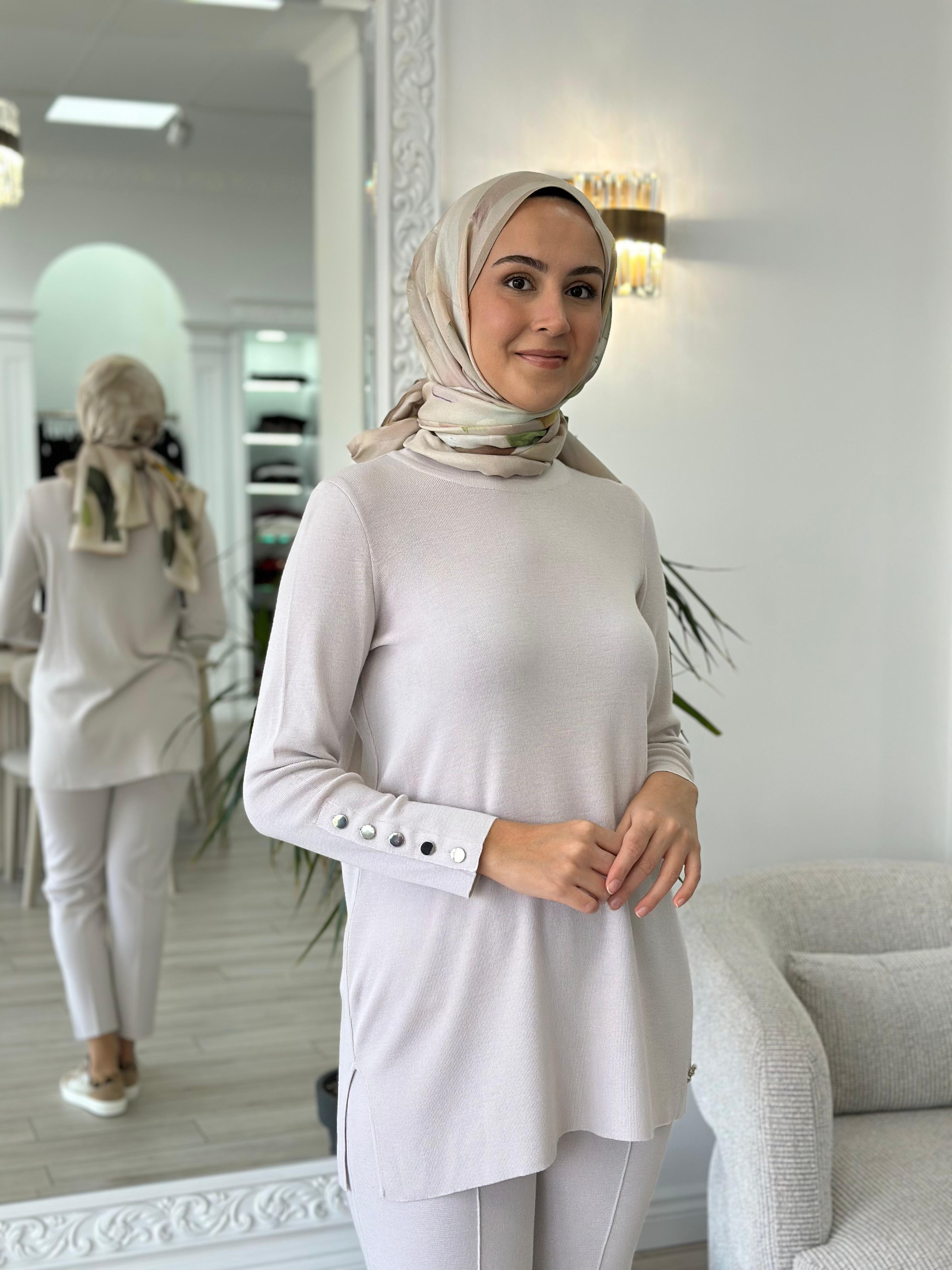 Miss Dalida Uzun Kollu Basic Tunik Rame Bone t24k-6001