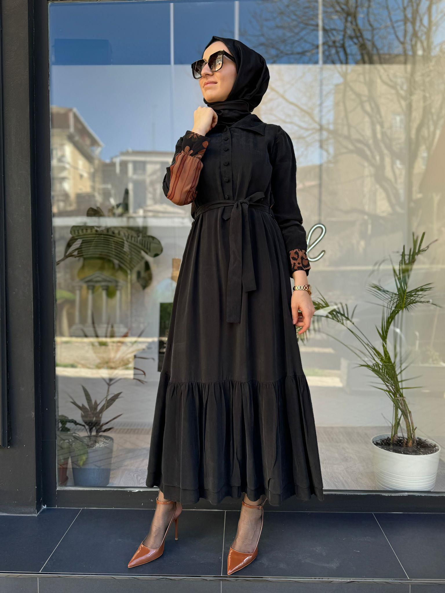 Misswhence Arkası Desenli İpek Elbise 34823