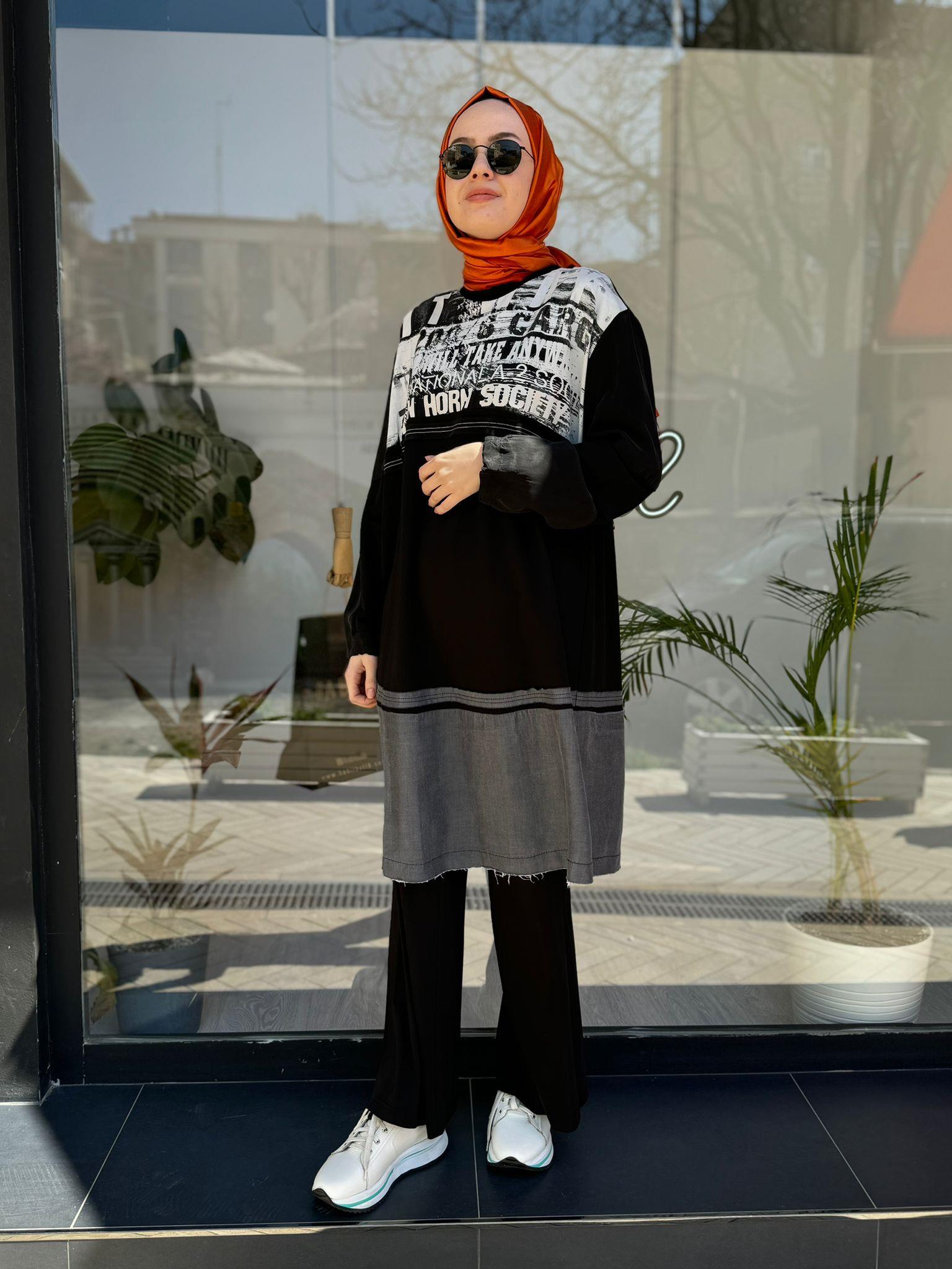 Misswhence Baskılı Tunik Siyah 35002