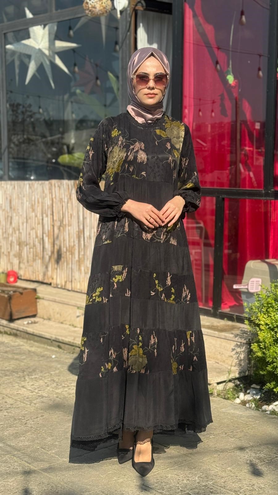 Misswhence Büyük Beden Desenli Elbise v3305