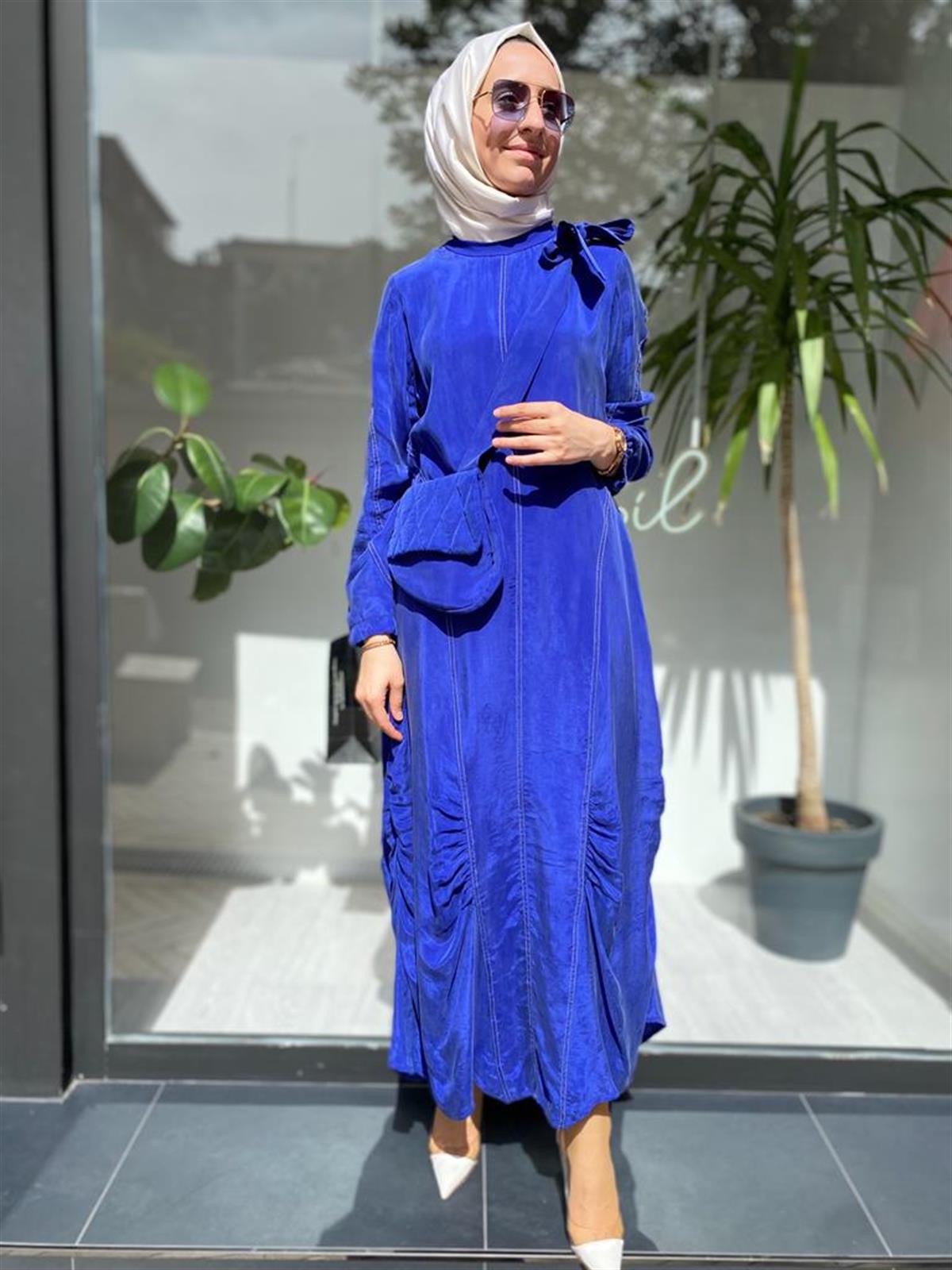 Misswhence Çanta Detay Saks Elbise 33839