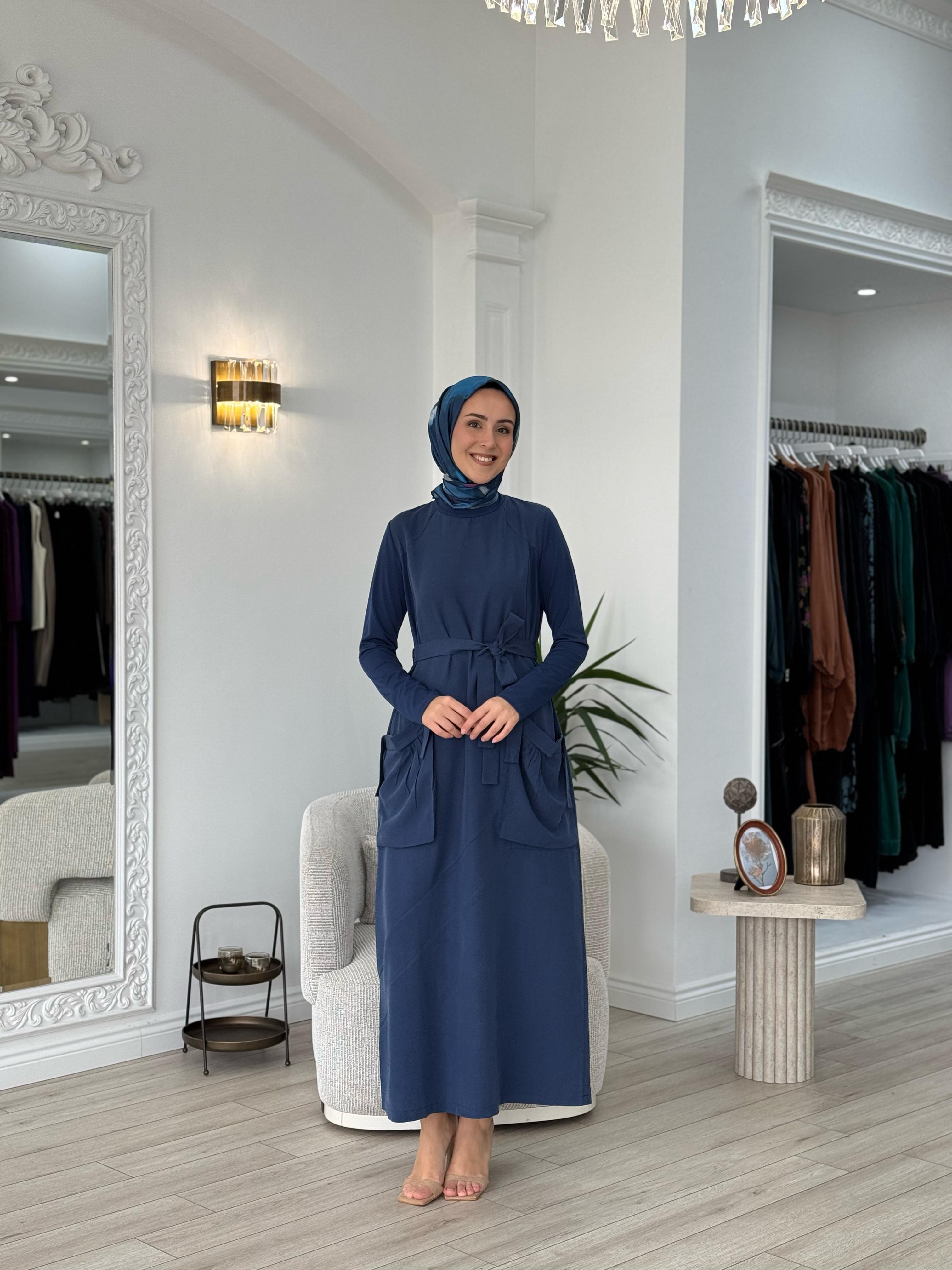 Misswhence Cep Detaylı Tensel Elbise İndigo 37814