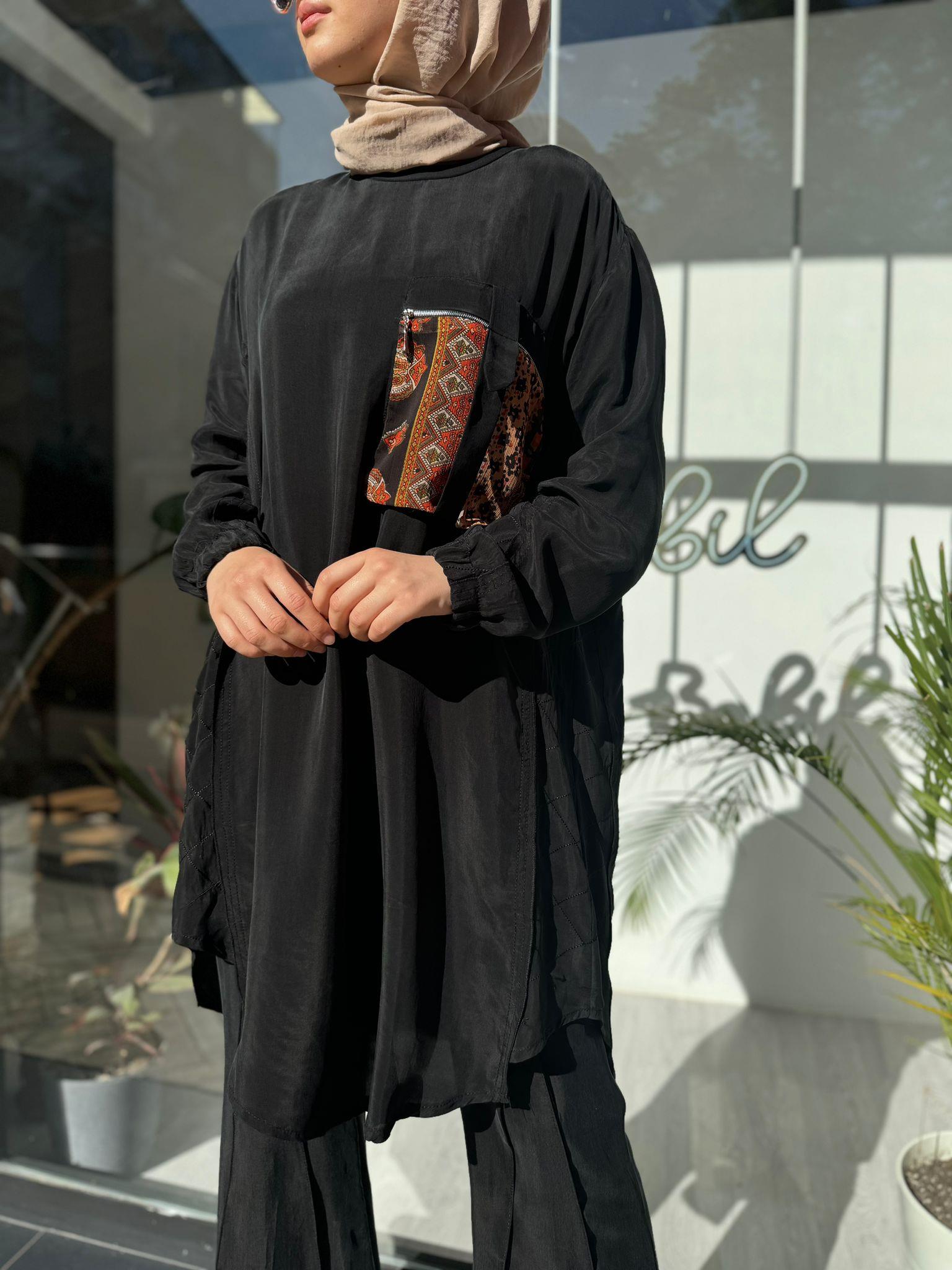 Misswhence Cep Detaylı Tunik Siyah 35005