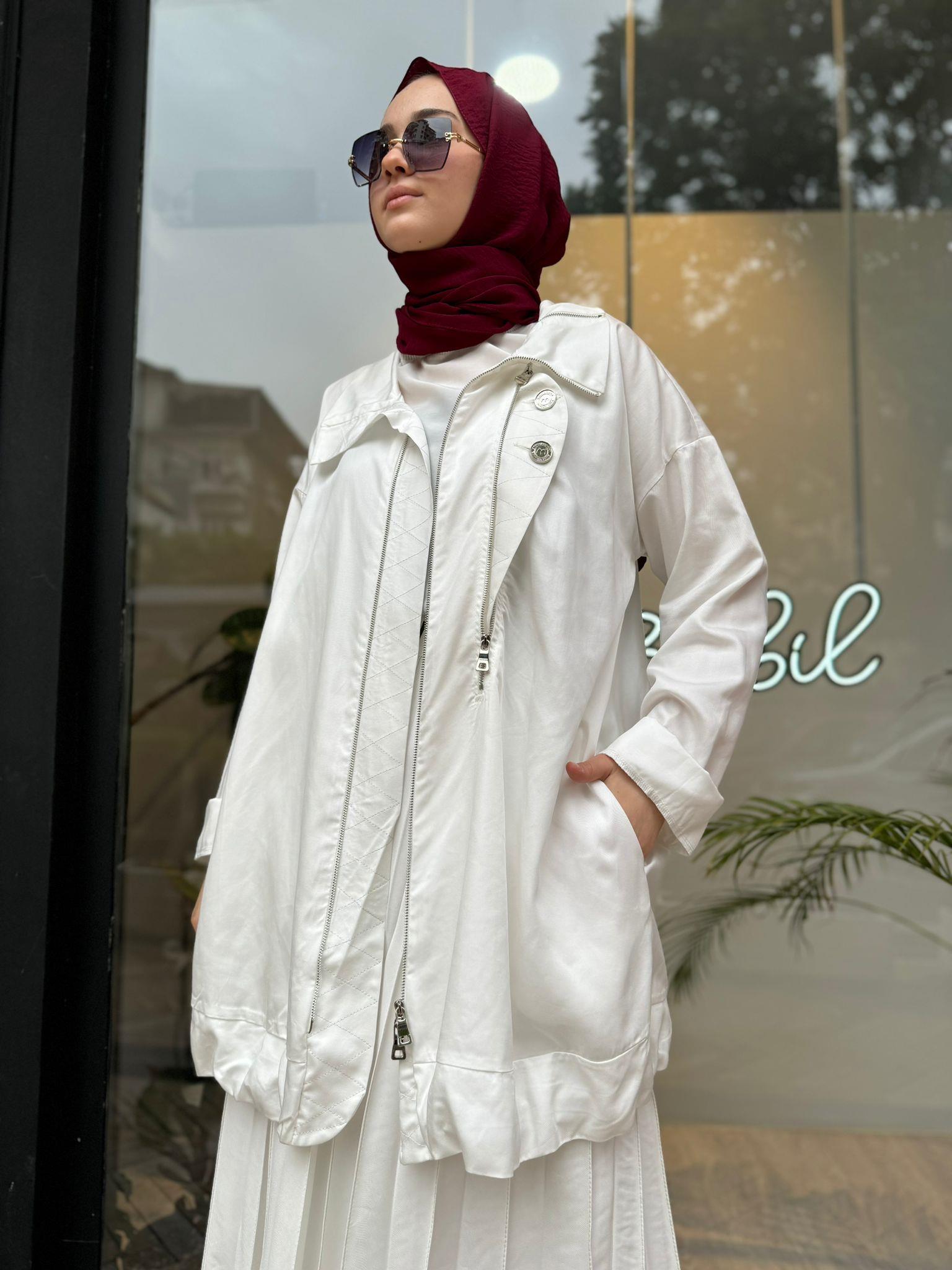 Misswhence Çift Fermuarlı Gömlek Beyaz 35312