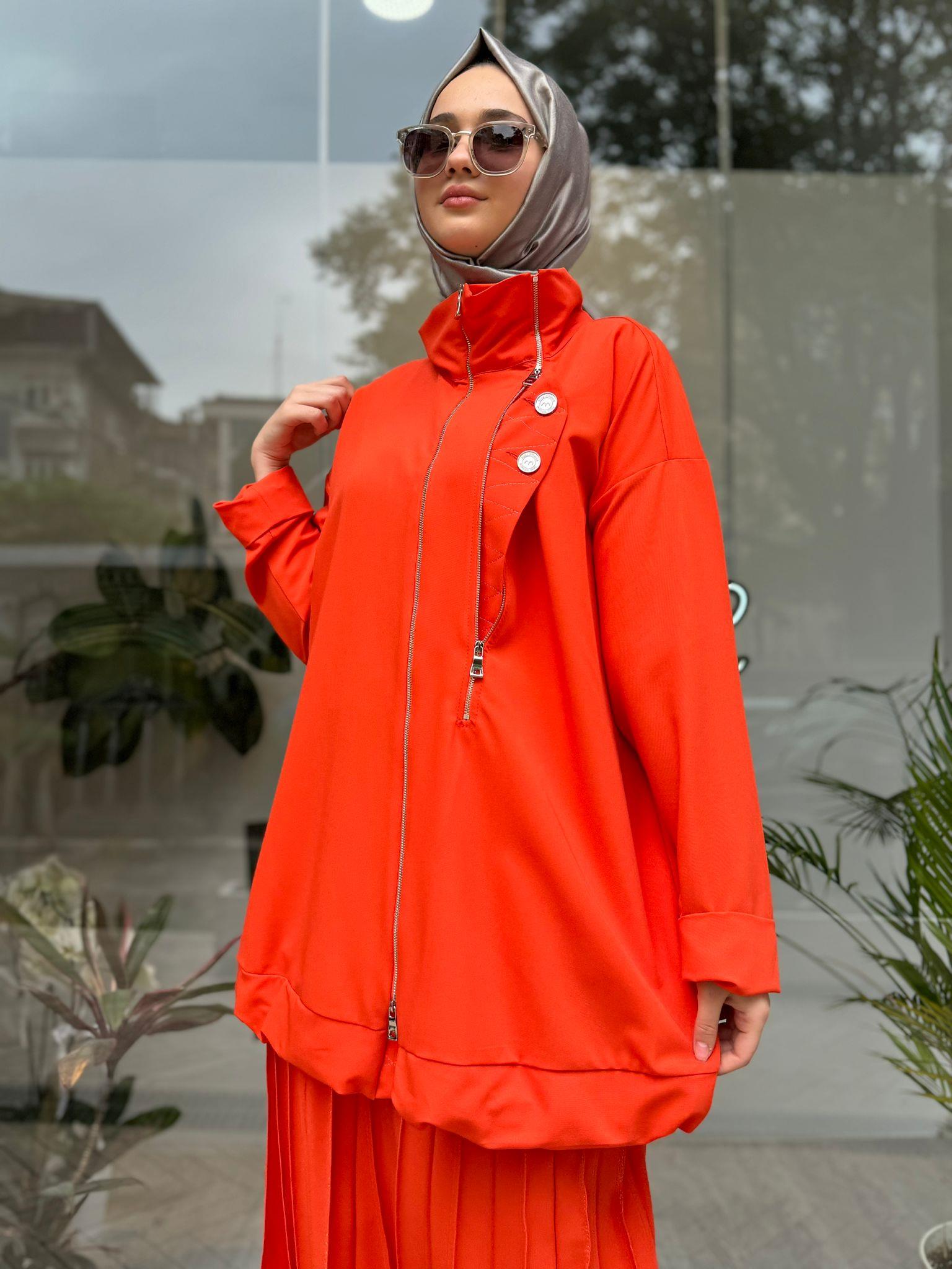 Misswhence Çift Fermuarlı Gömlek Oranj 35312
