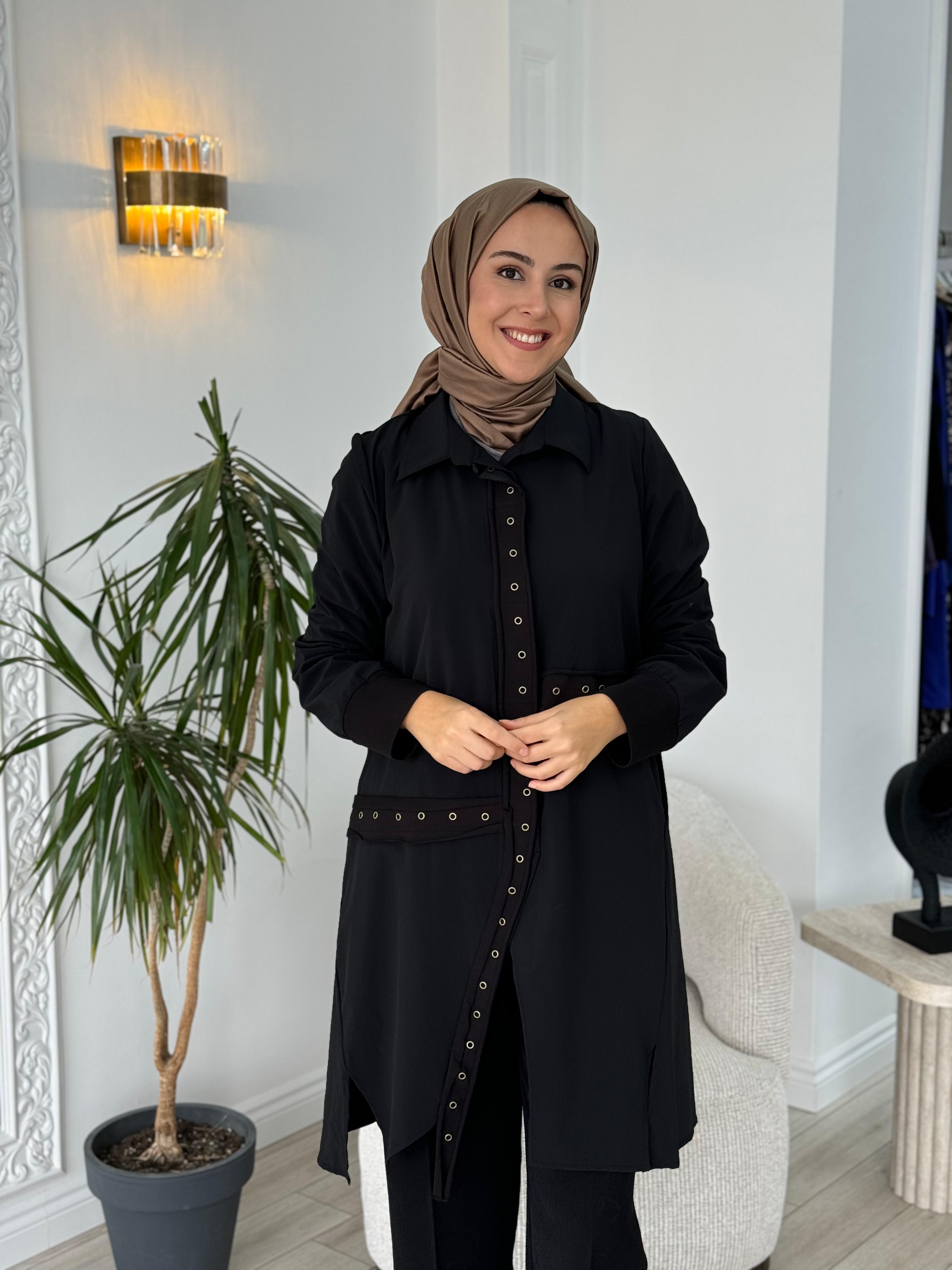 Misswhence Çıtçıtlı Kap Siyah 36412