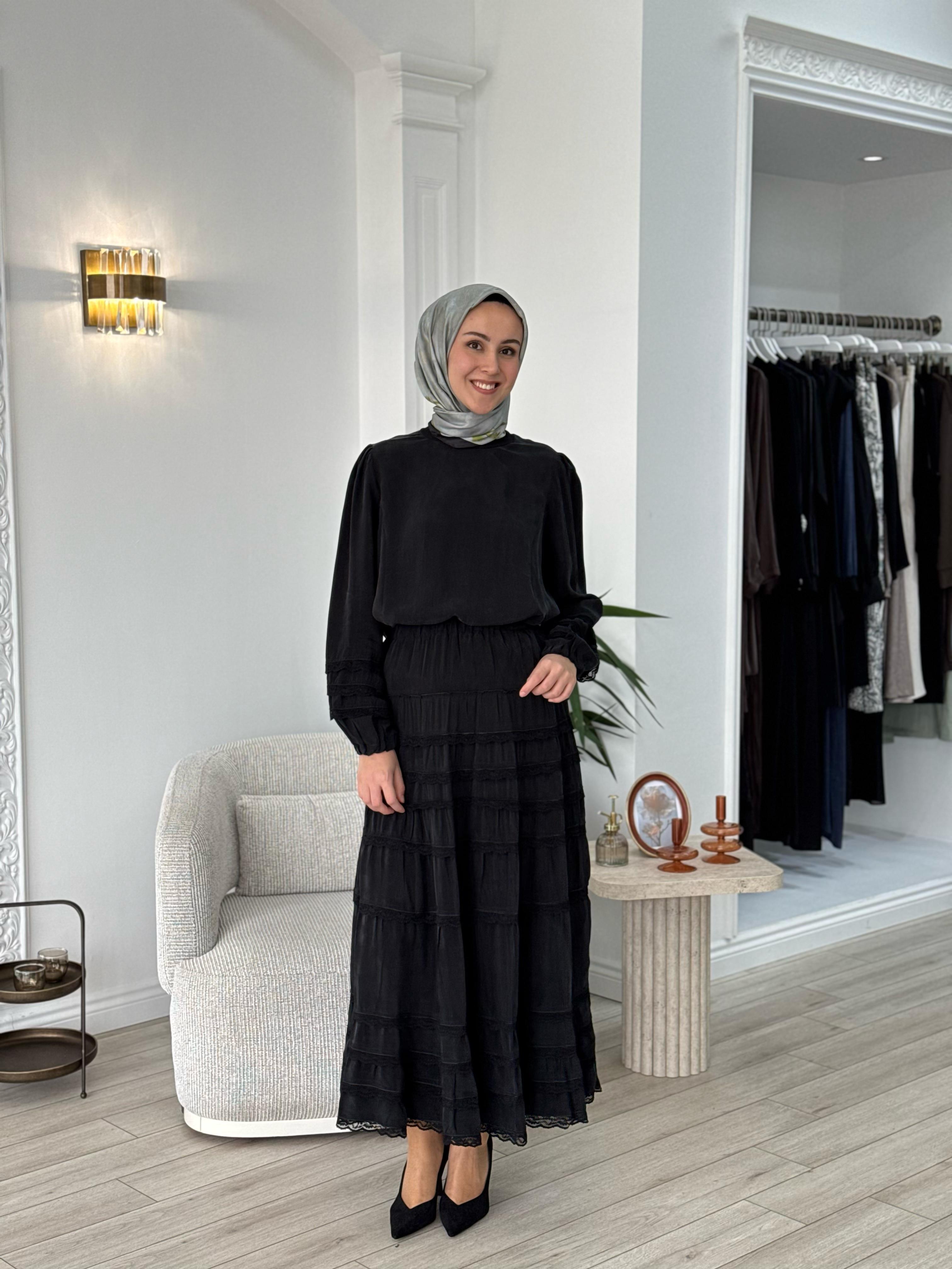 Misswhence Dantel Detaylı Takım Siyah  37005