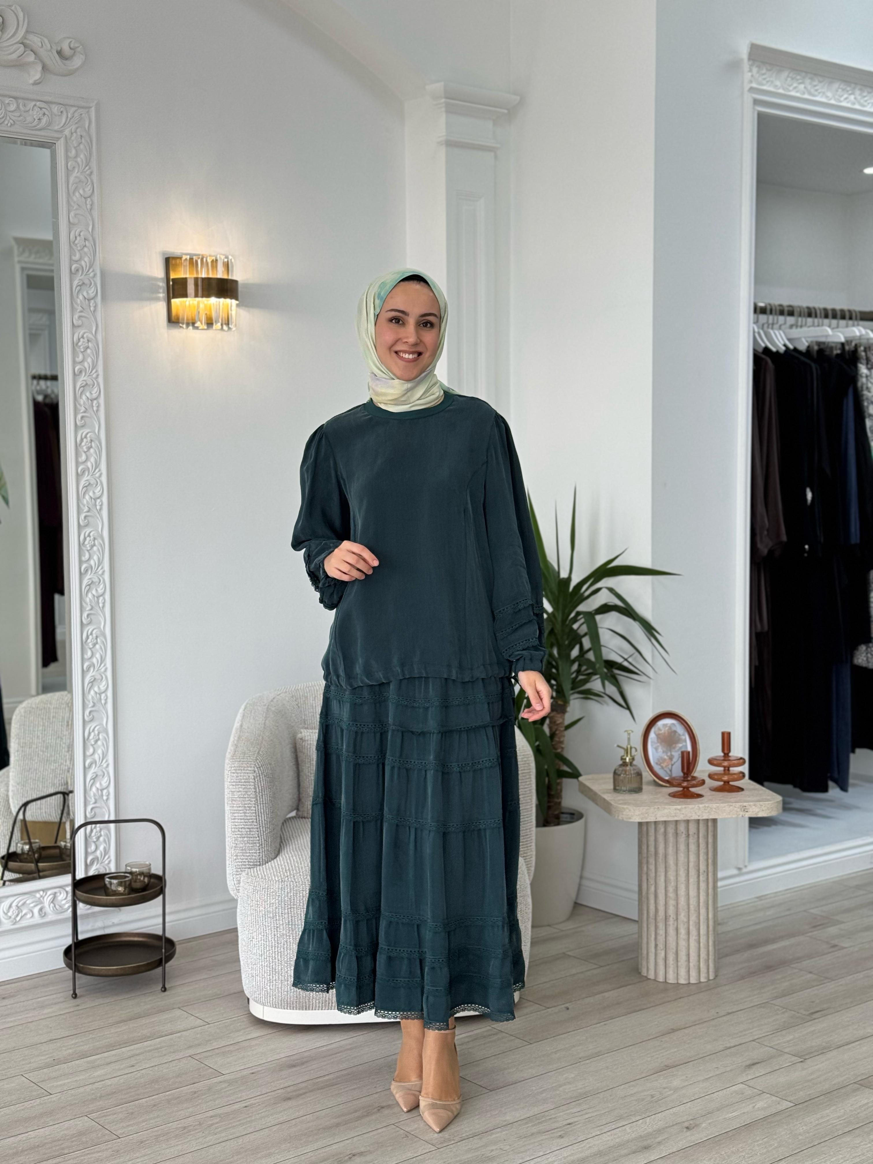 Misswhence Dantel Detaylı Takım Zümrüt 37005