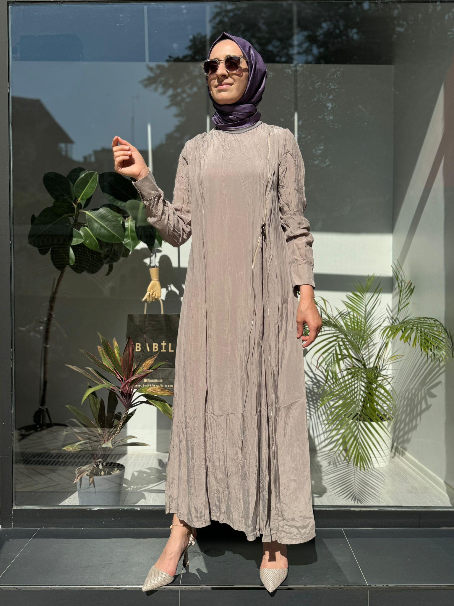 Misswhence Fermuar Detaylı Elbise Taş 35800