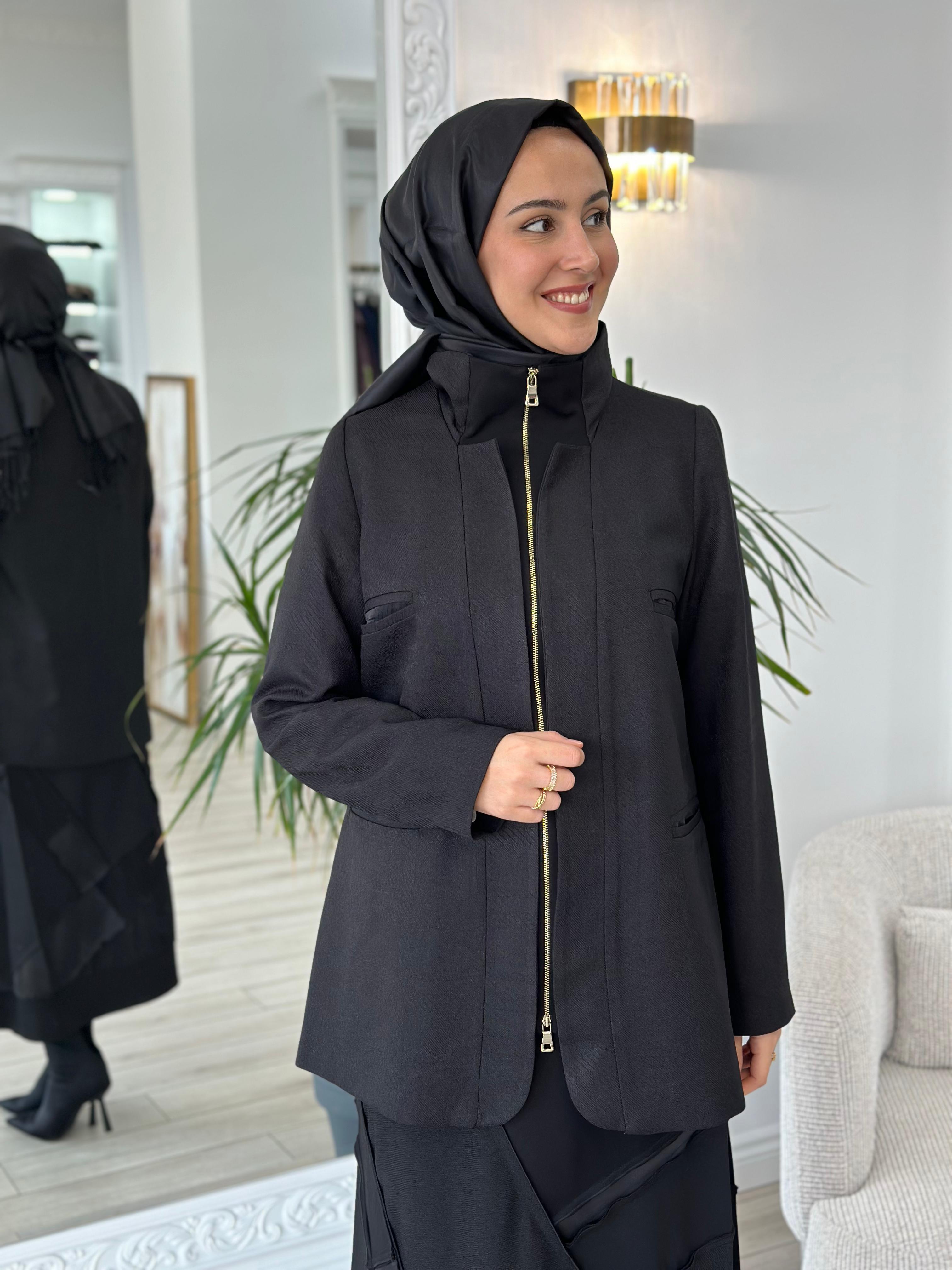 Misswhence Fermuarlı Ceket Siyah 36206