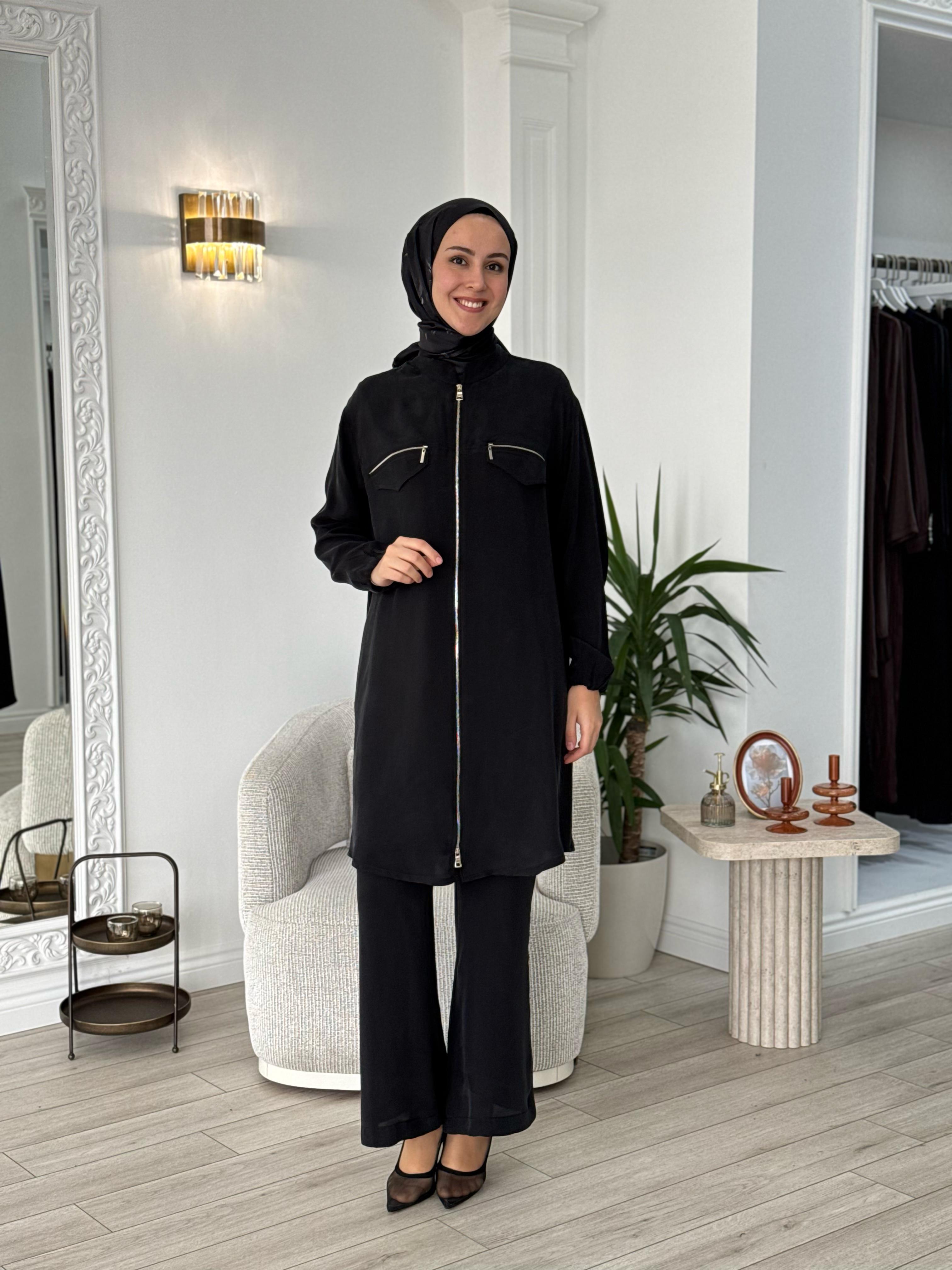 Misswhence Fermuarlı Cupro Kap Siyah 37402